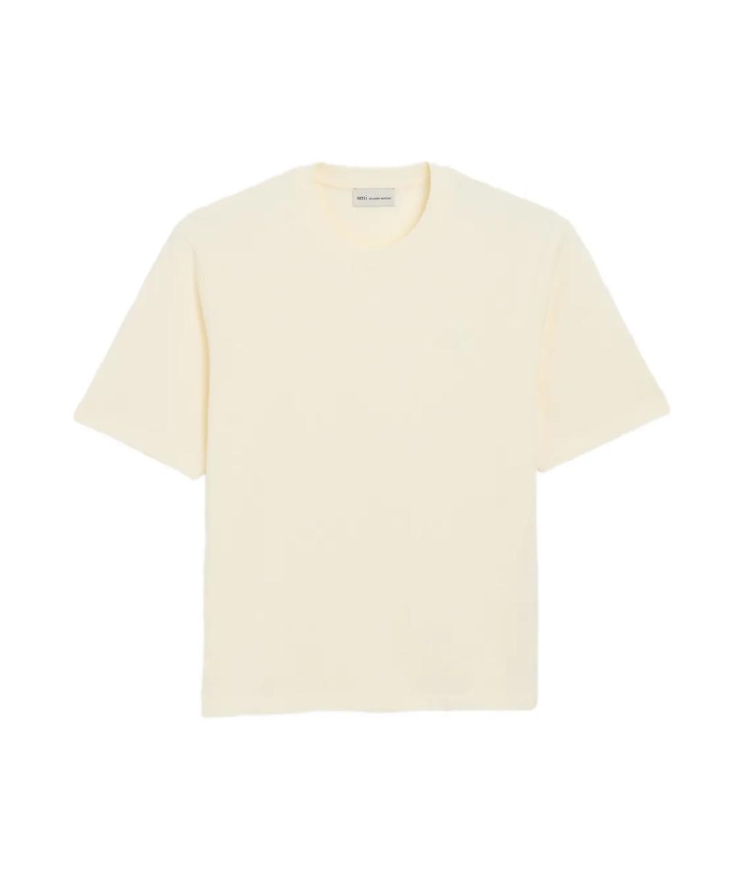 Ami Paris Бежевая хлопковая футболка, фото 1