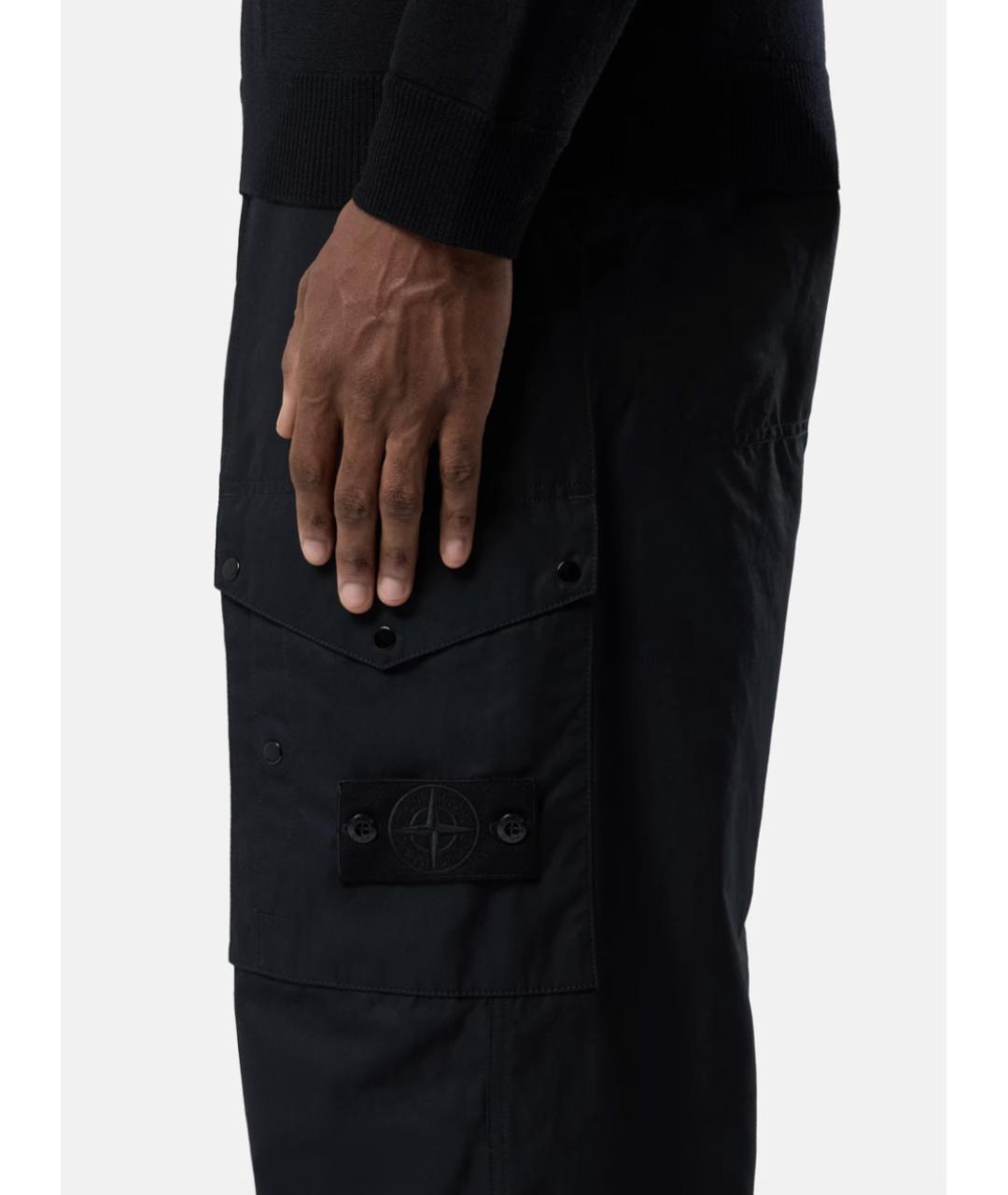 STONE ISLAND Черные хлопковые повседневные брюки, фото 3
