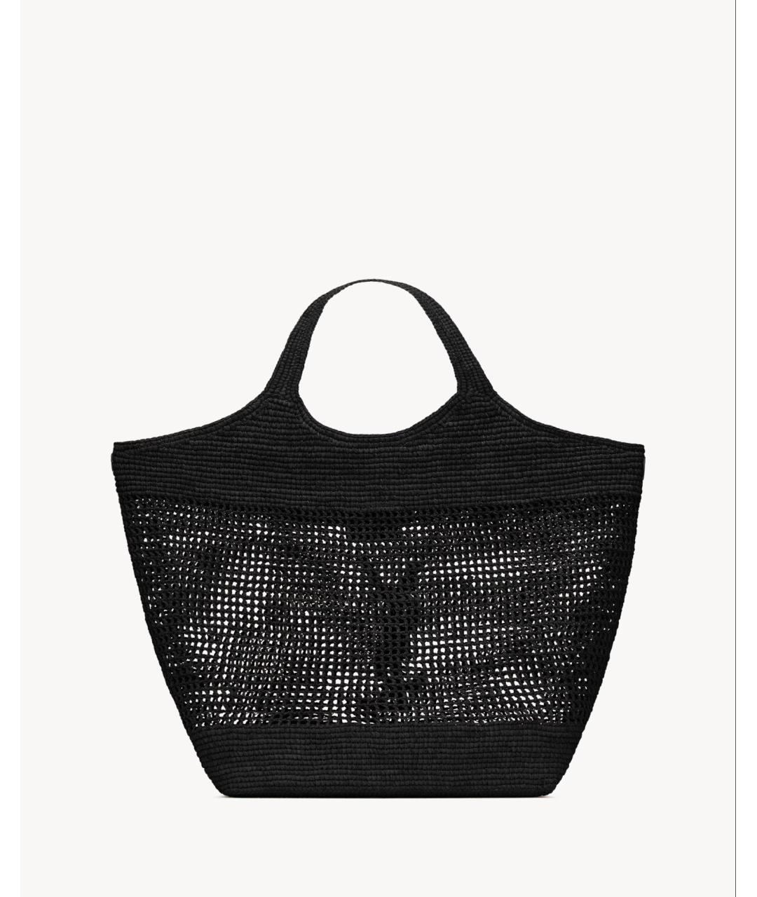 SAINT LAURENT Черная пелетеная сумка тоут, фото 5