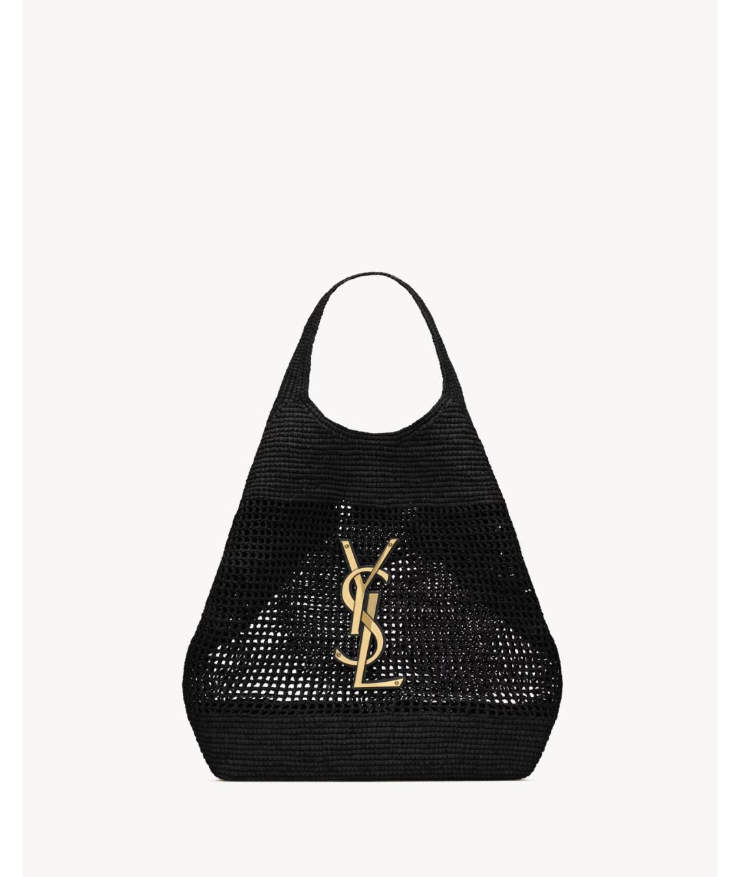 SAINT LAURENT Черная пелетеная сумка тоут, фото 3