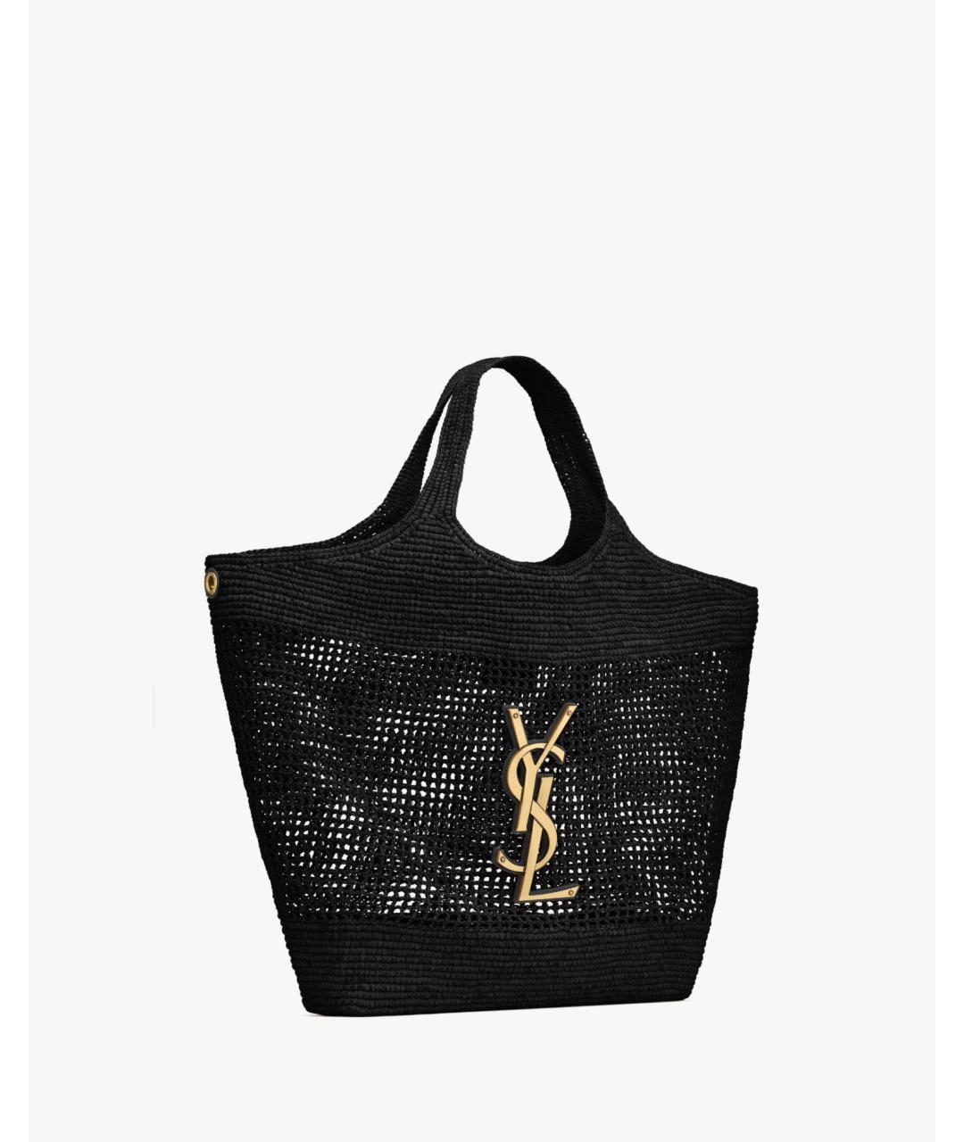 SAINT LAURENT Черная пелетеная сумка тоут, фото 7