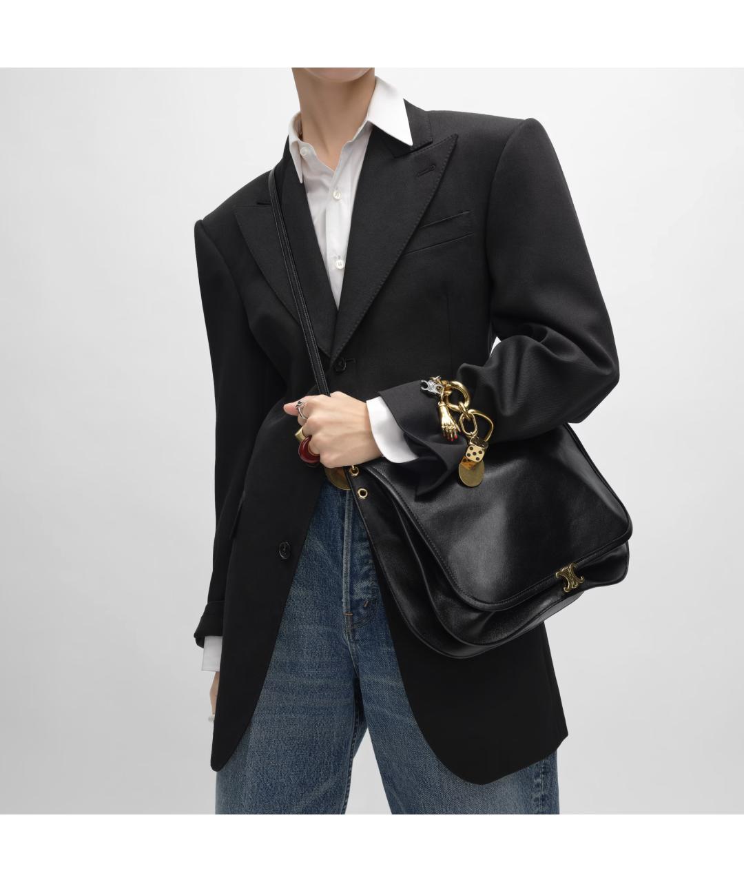 CELINE Черная кожаная сумка через плечо, фото 3