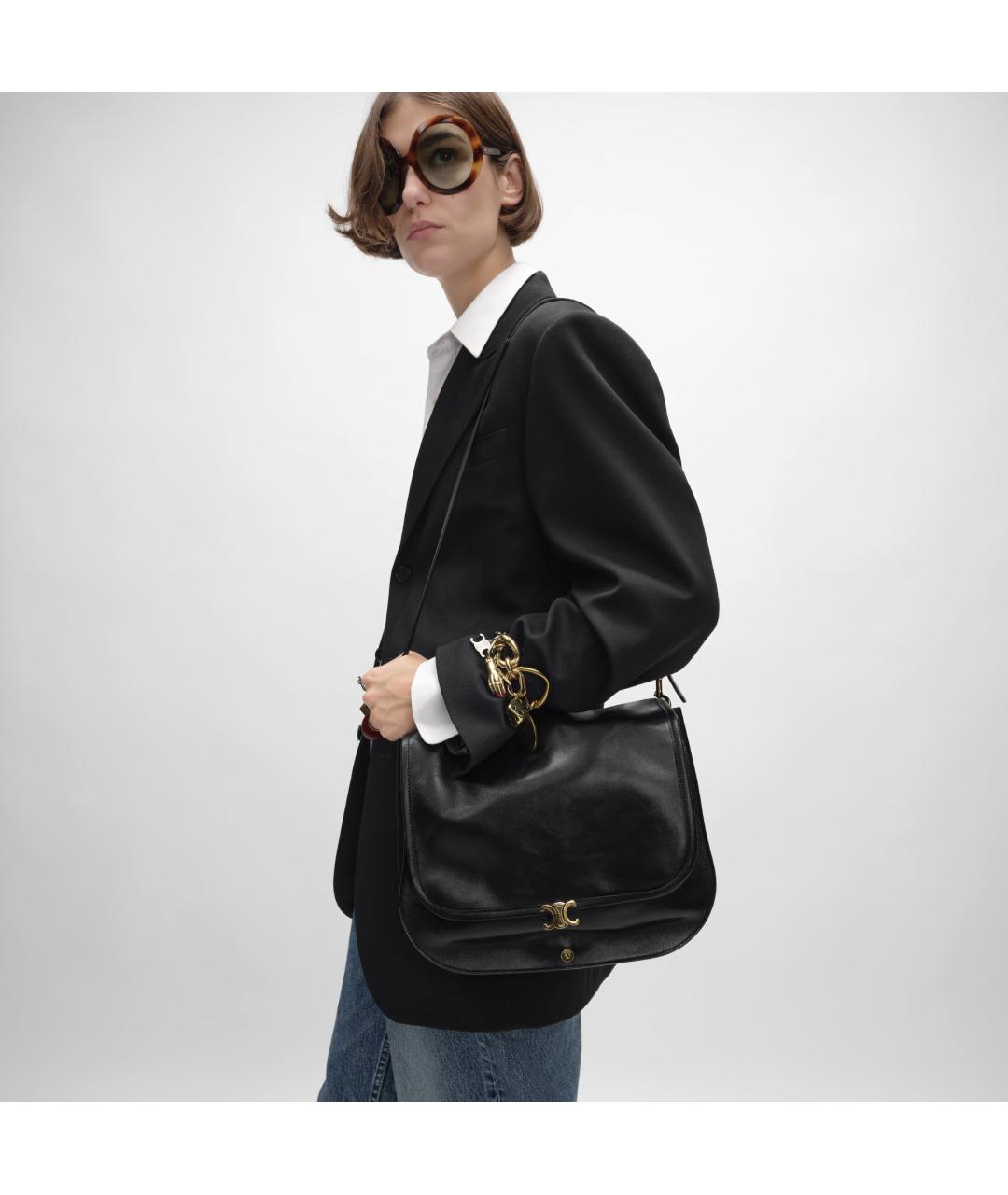 CELINE Черная кожаная сумка через плечо, фото 2