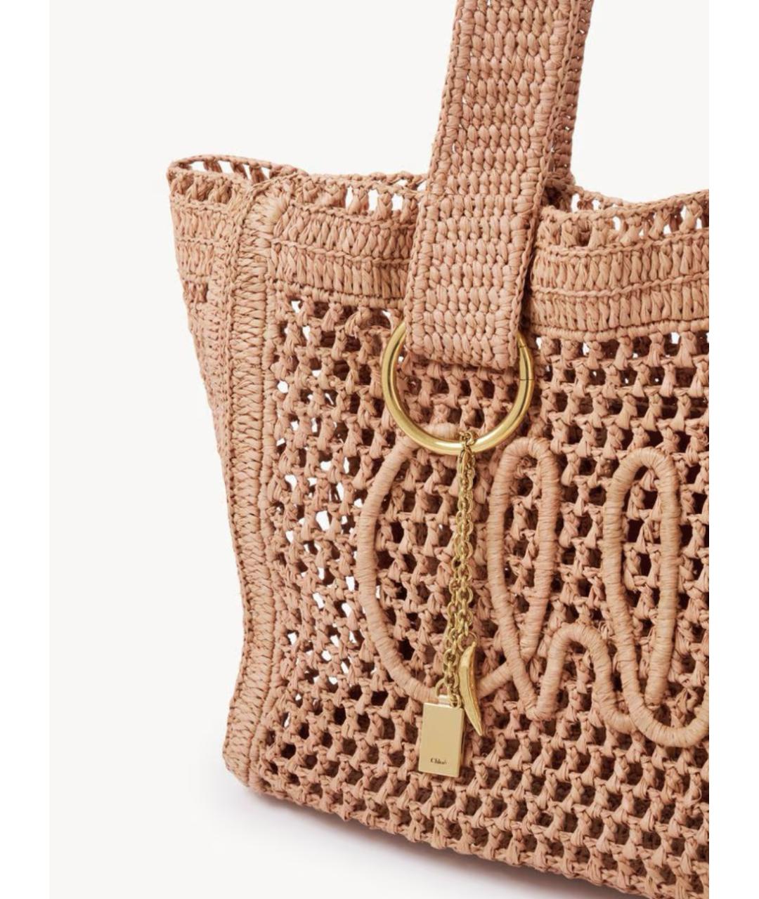CHLOE Бежевая пелетеная сумка тоут, фото 6