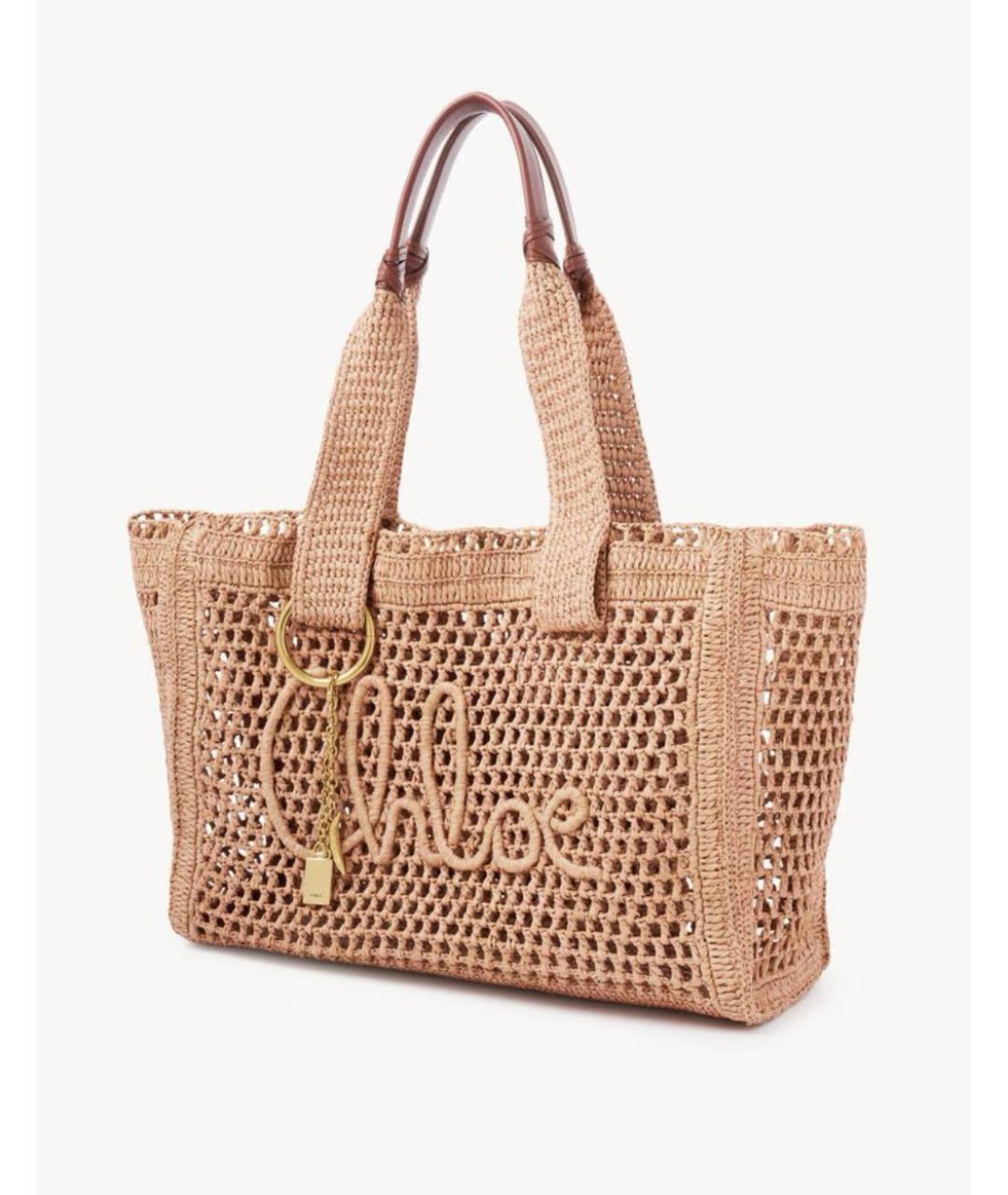 CHLOE Бежевая пелетеная сумка тоут, фото 3