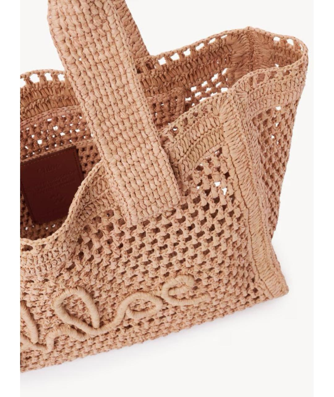 CHLOE Бежевая пелетеная сумка тоут, фото 5