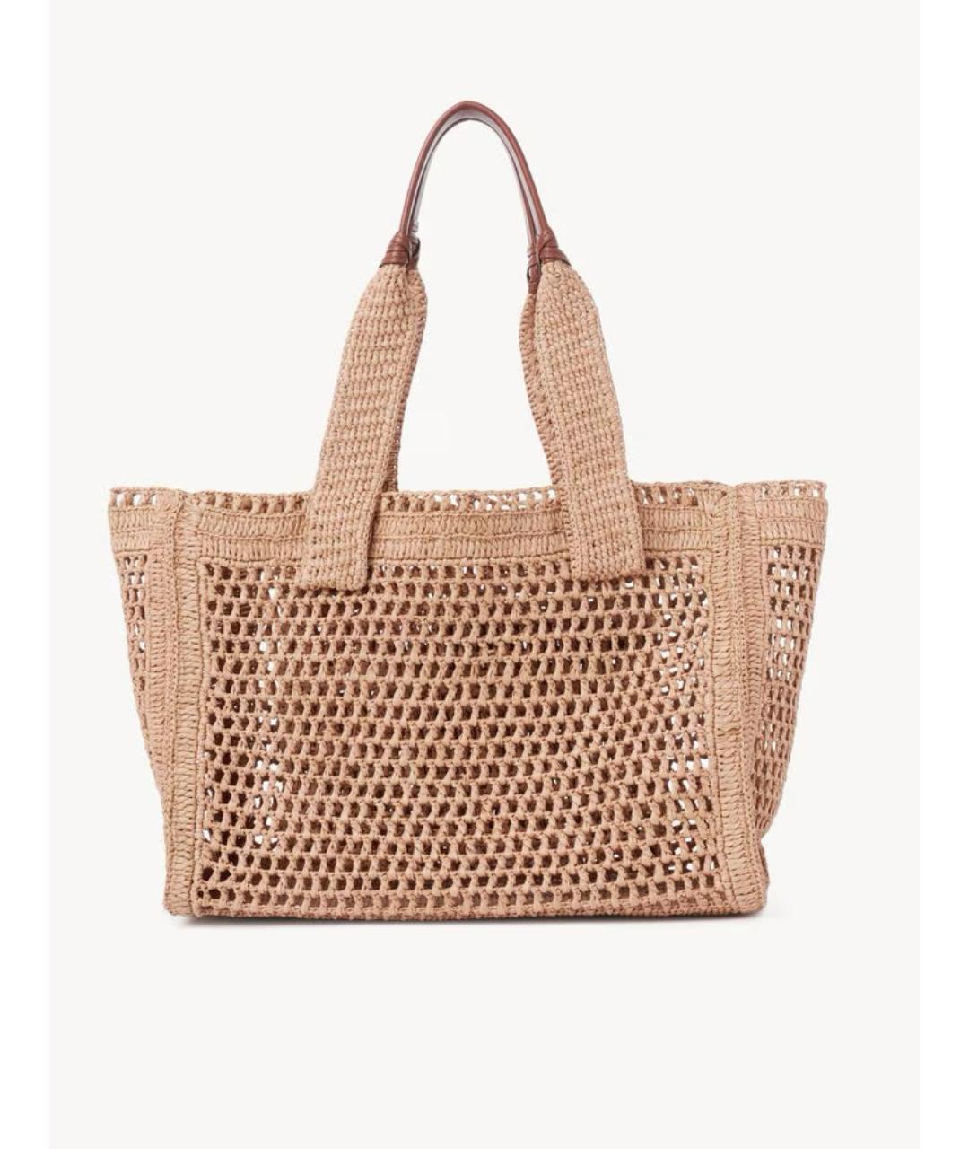 CHLOE Бежевая пелетеная сумка тоут, фото 4