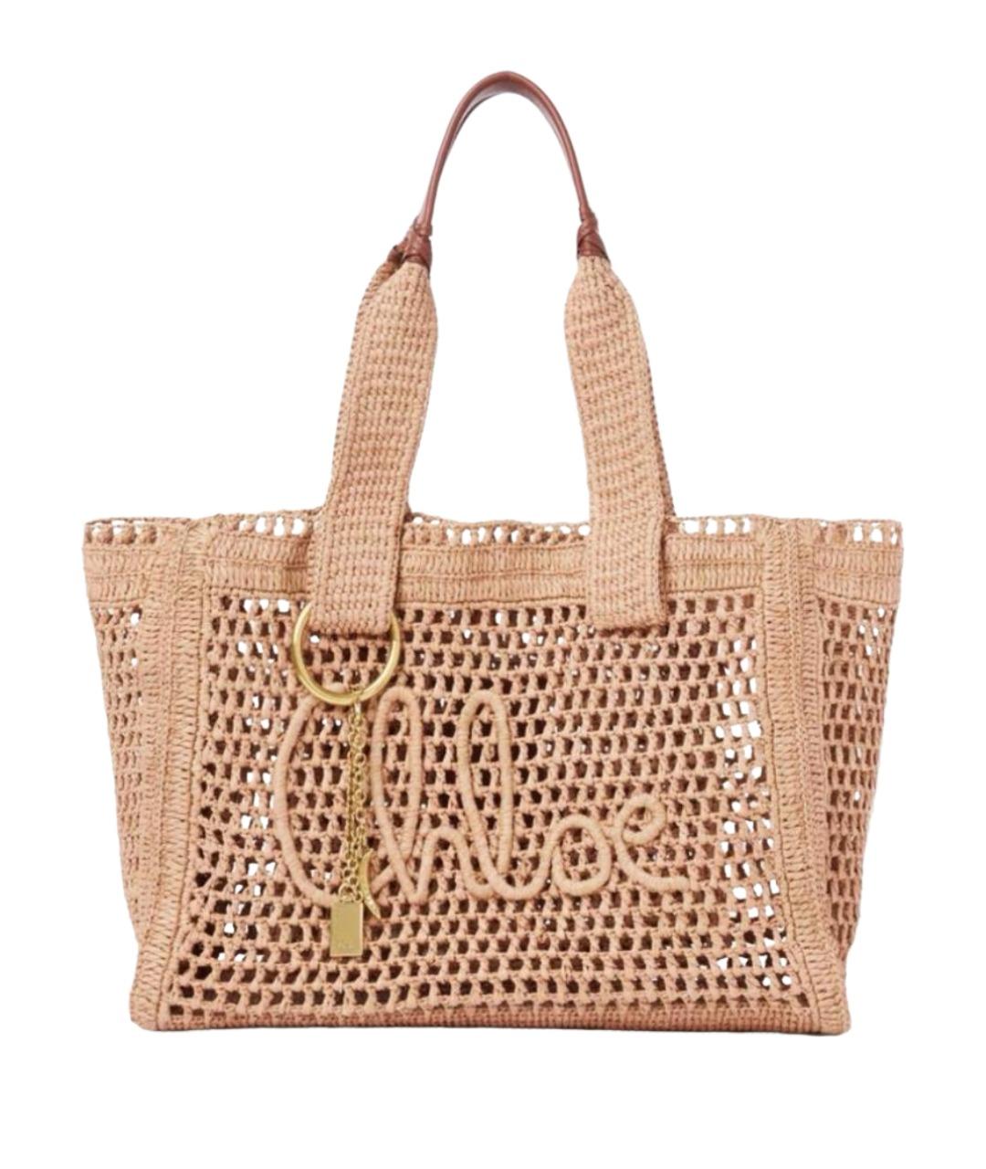 CHLOE Бежевая пелетеная сумка тоут, фото 1