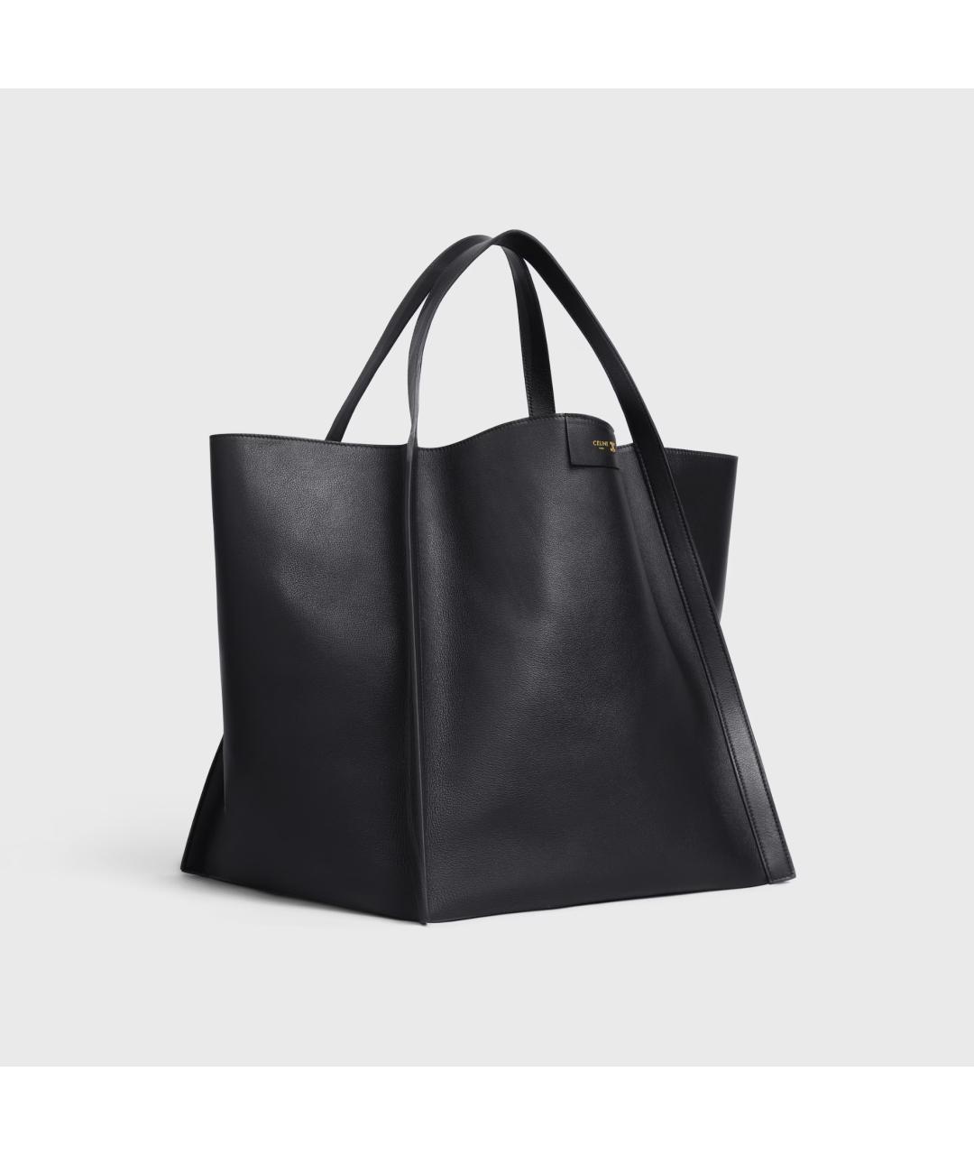 CELINE Черная кожаная сумка тоут, фото 2