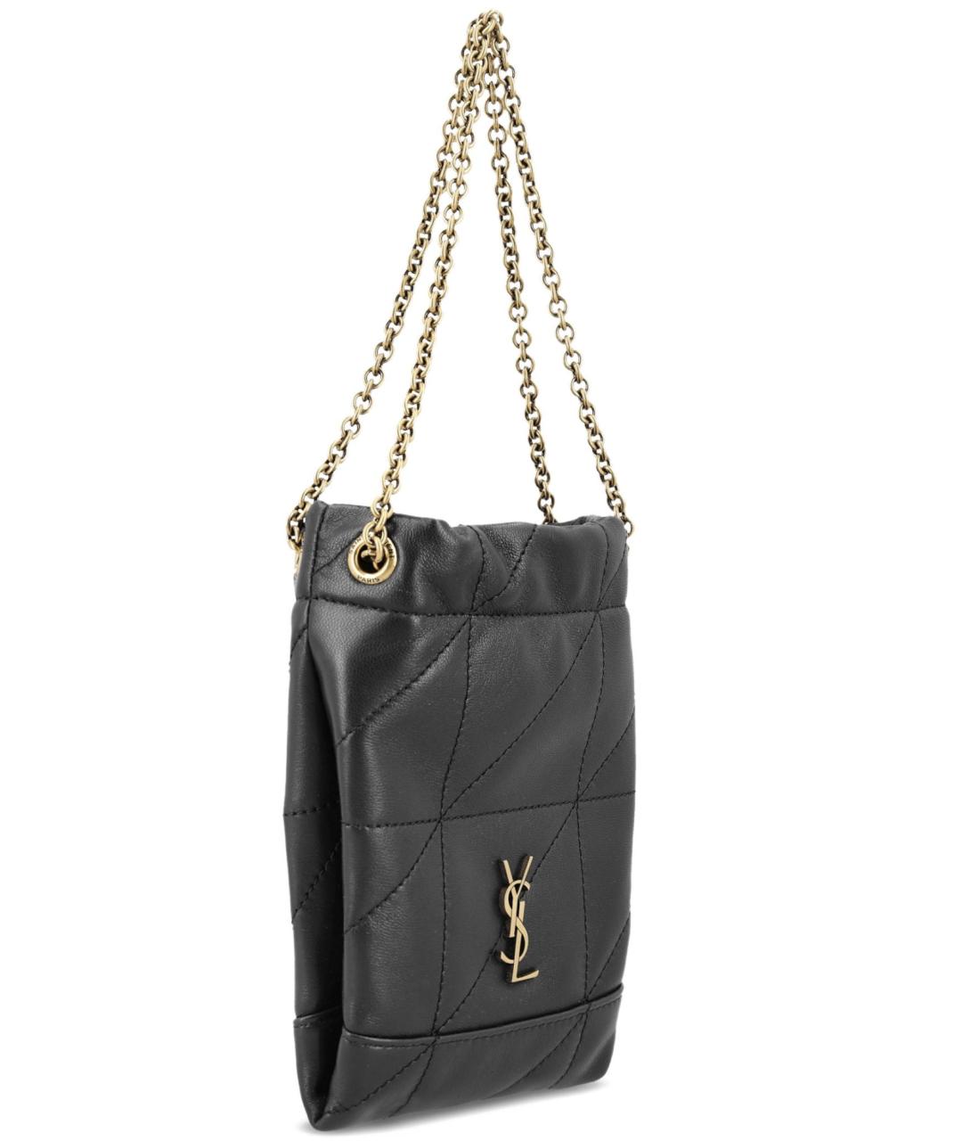 SAINT LAURENT Черная кожаная сумка через плечо, фото 3