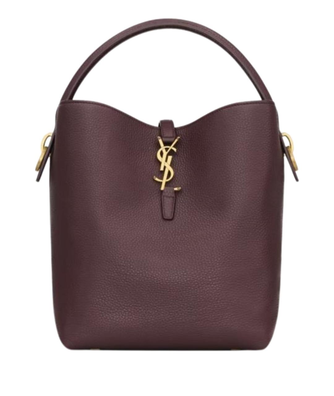 SAINT LAURENT Бордовая кожаная сумка через плечо, фото 1