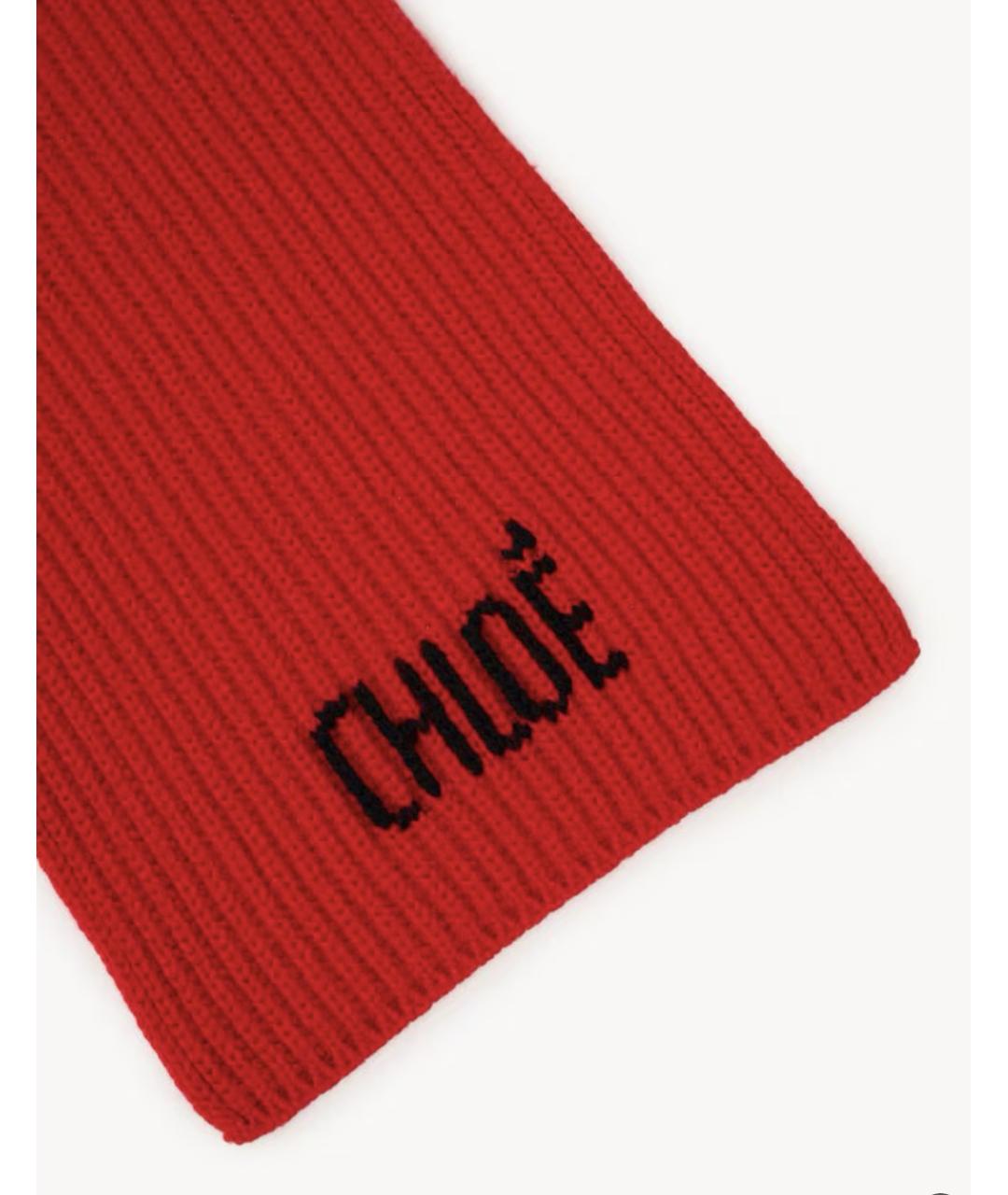 CHLOE Красный шерстяной шарф, фото 3