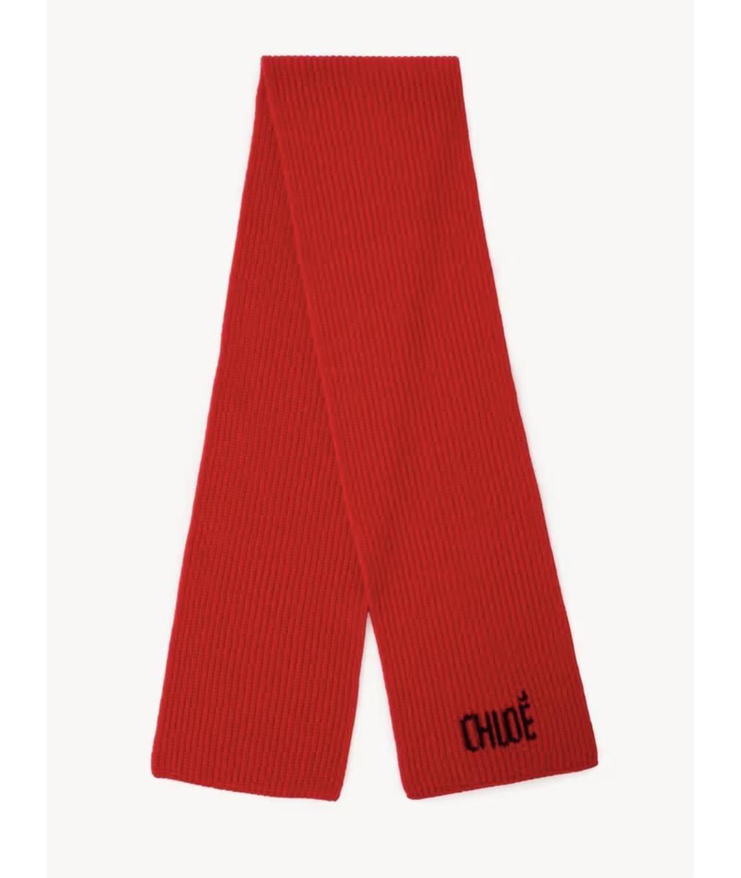 CHLOE Красный шерстяной шарф, фото 4