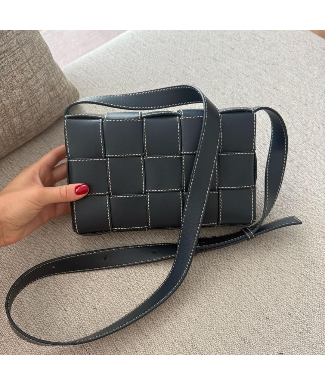 BOTTEGA VENETA Синяя кожаная сумка на плечо, фото 5
