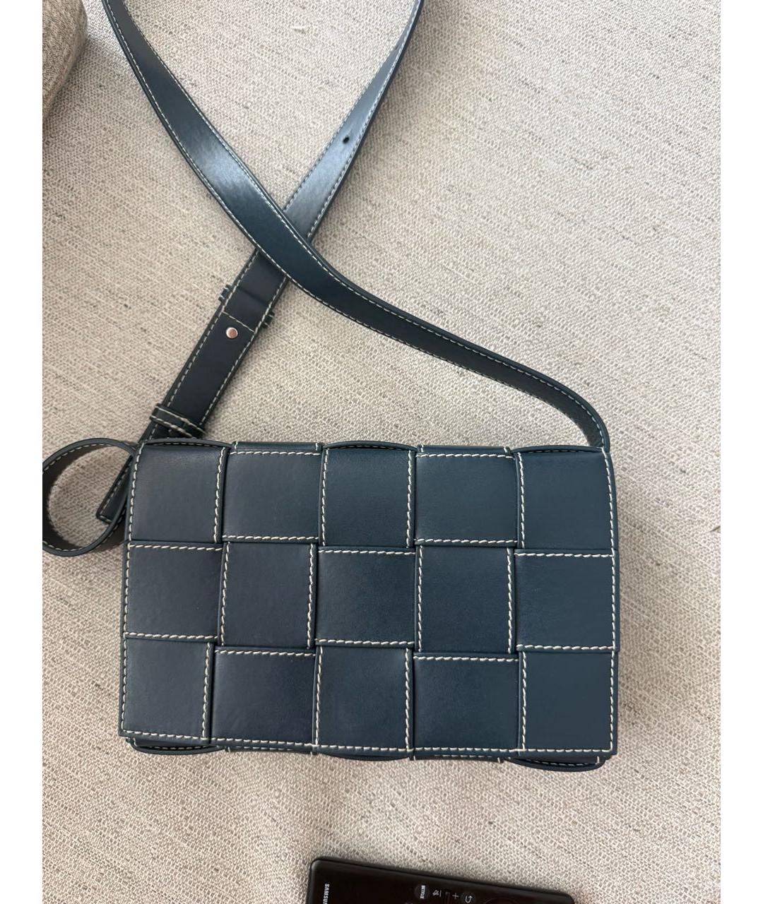 BOTTEGA VENETA Синяя кожаная сумка на плечо, фото 3