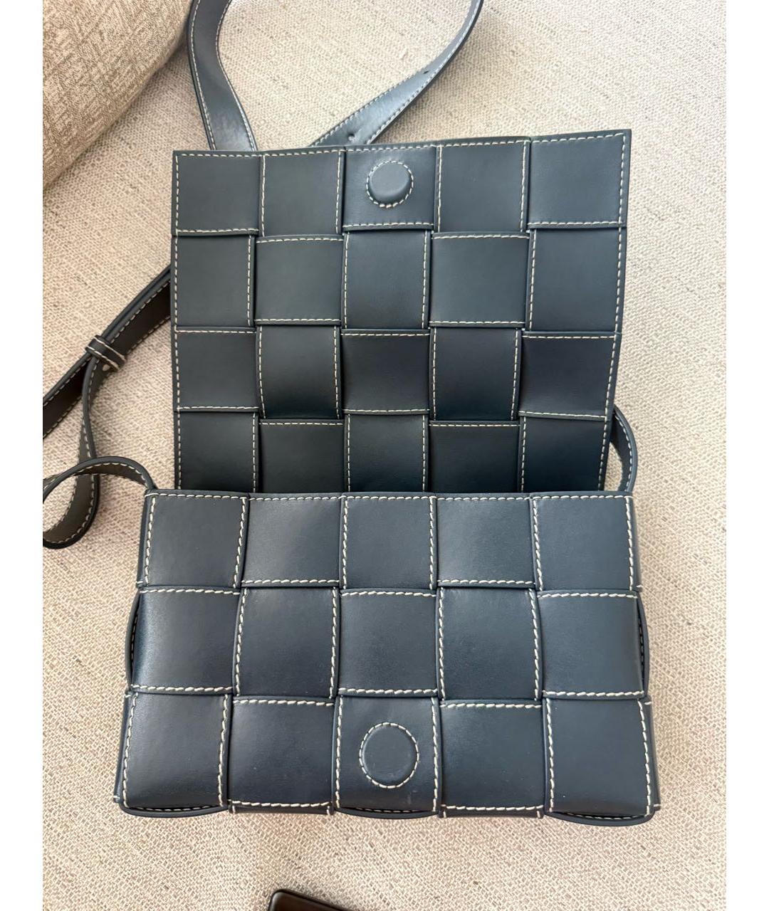 BOTTEGA VENETA Синяя кожаная сумка на плечо, фото 4