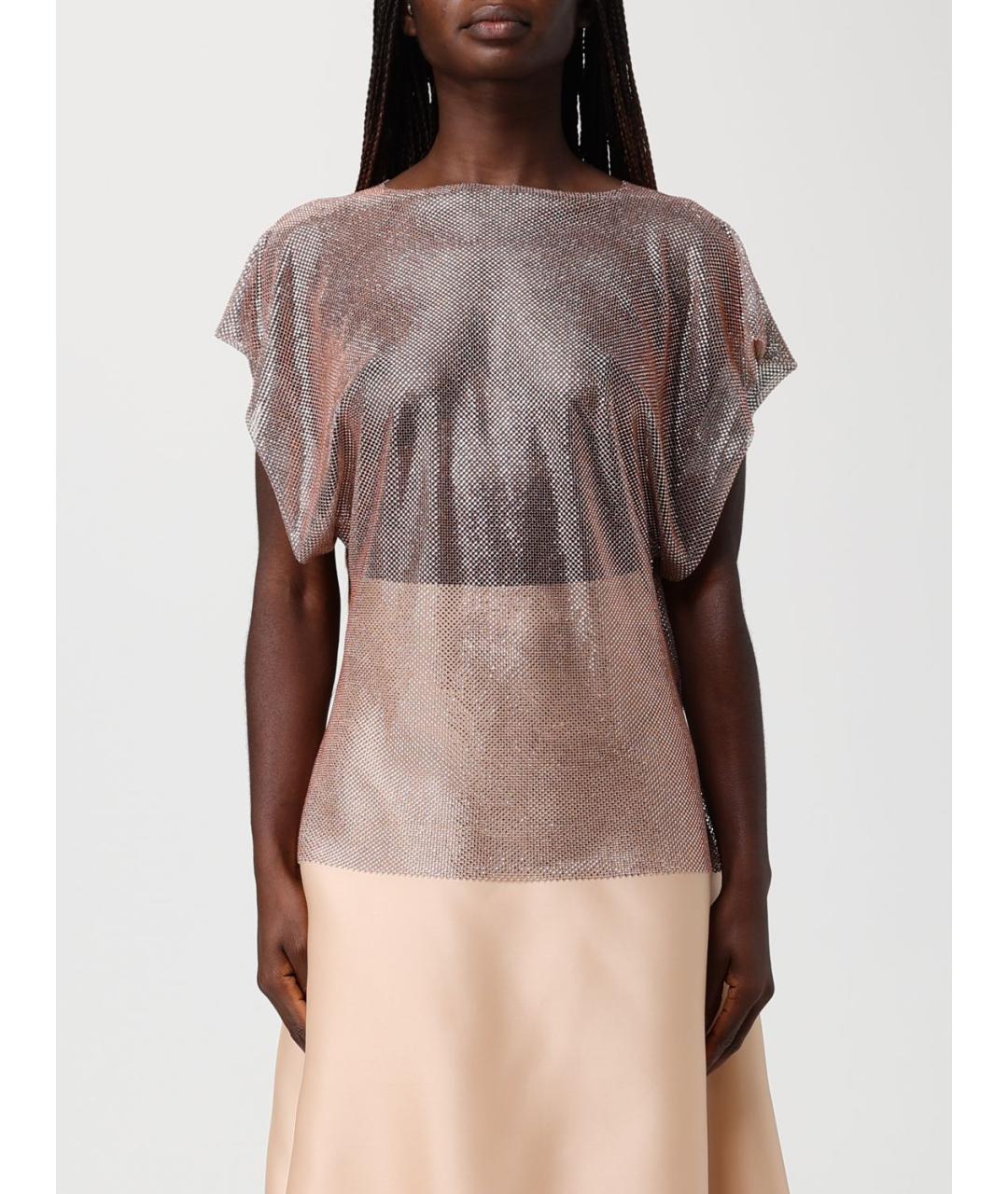 ALBERTA FERRETTI Бежевая полиэстеровая футболка, фото 6