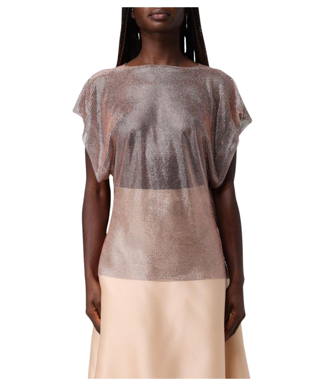 ALBERTA FERRETTI Бежевая полиэстеровая футболка, фото 1