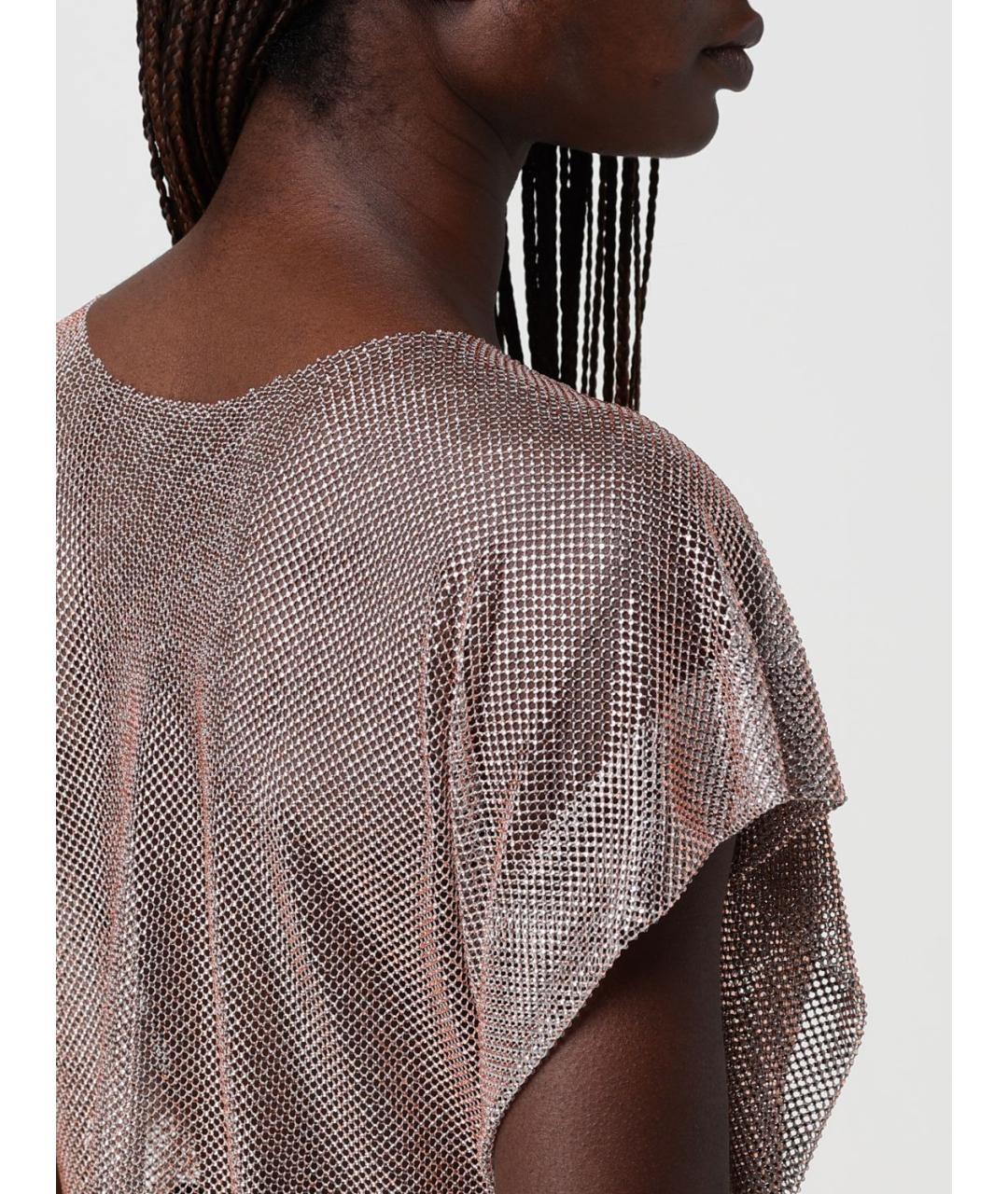 ALBERTA FERRETTI Бежевая полиэстеровая футболка, фото 5