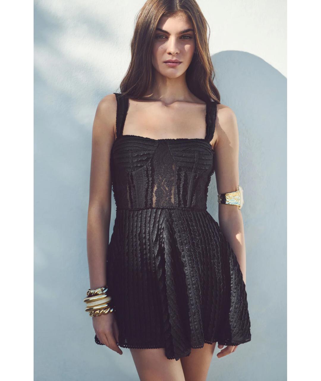 CHARO RUIZ Черное хлопко-эластановое коктейльное платье, фото 2