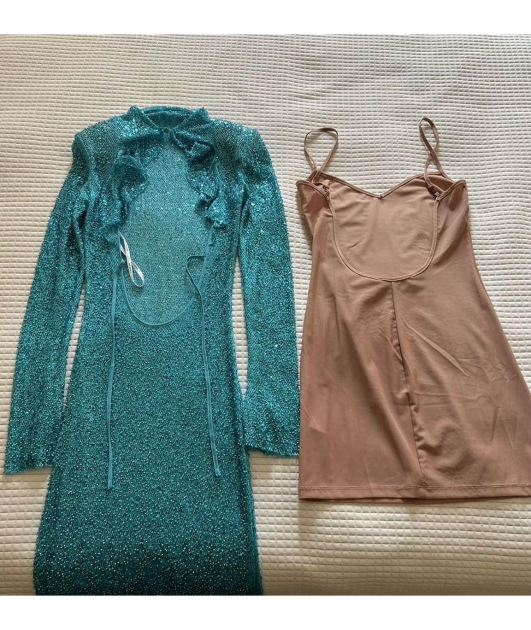 SELF-PORTRAIT Бирюзовое полиамидовое вечернее платье, фото 3