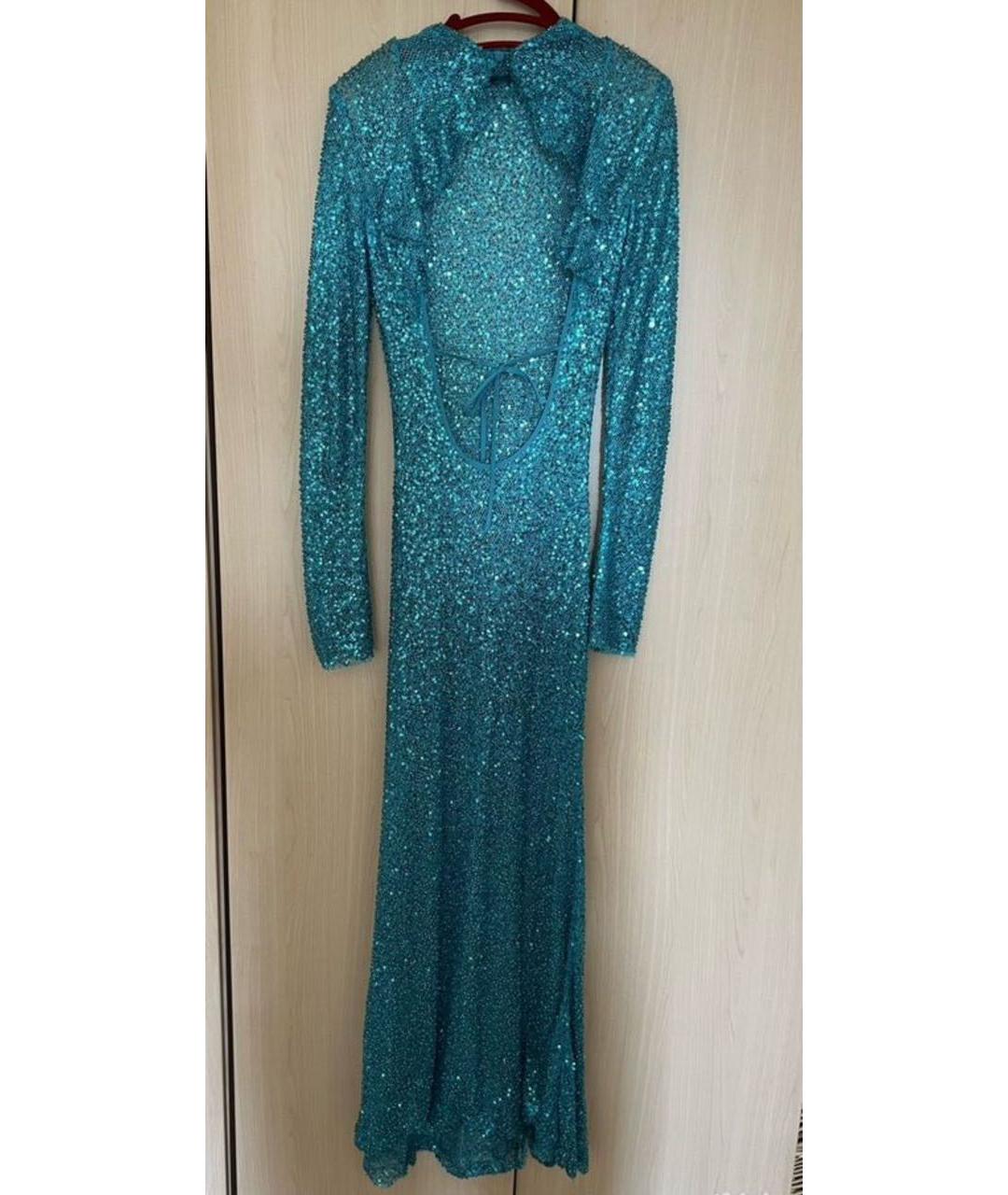 SELF-PORTRAIT Бирюзовое полиамидовое вечернее платье, фото 7