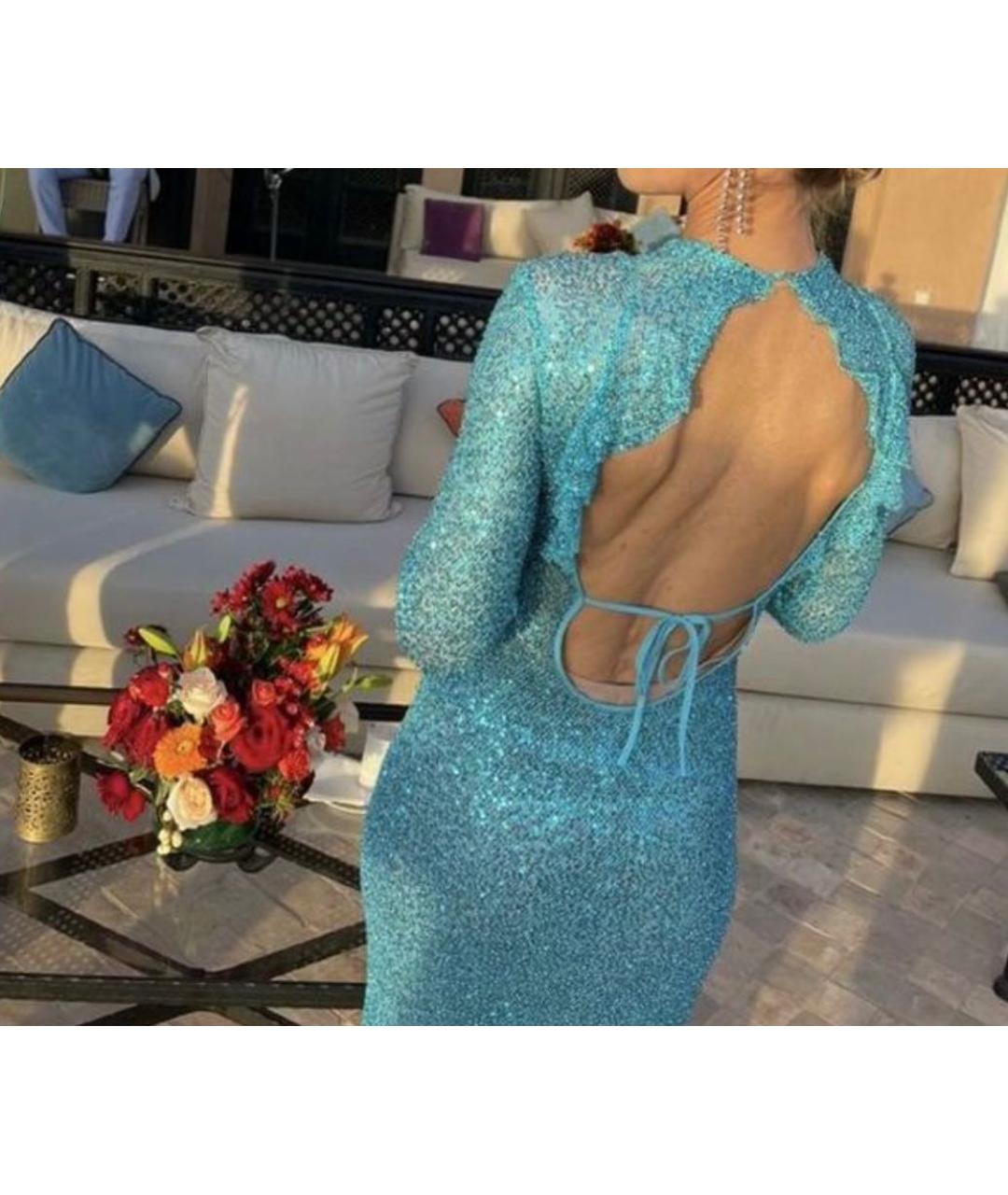 SELF-PORTRAIT Бирюзовое полиамидовое вечернее платье, фото 4