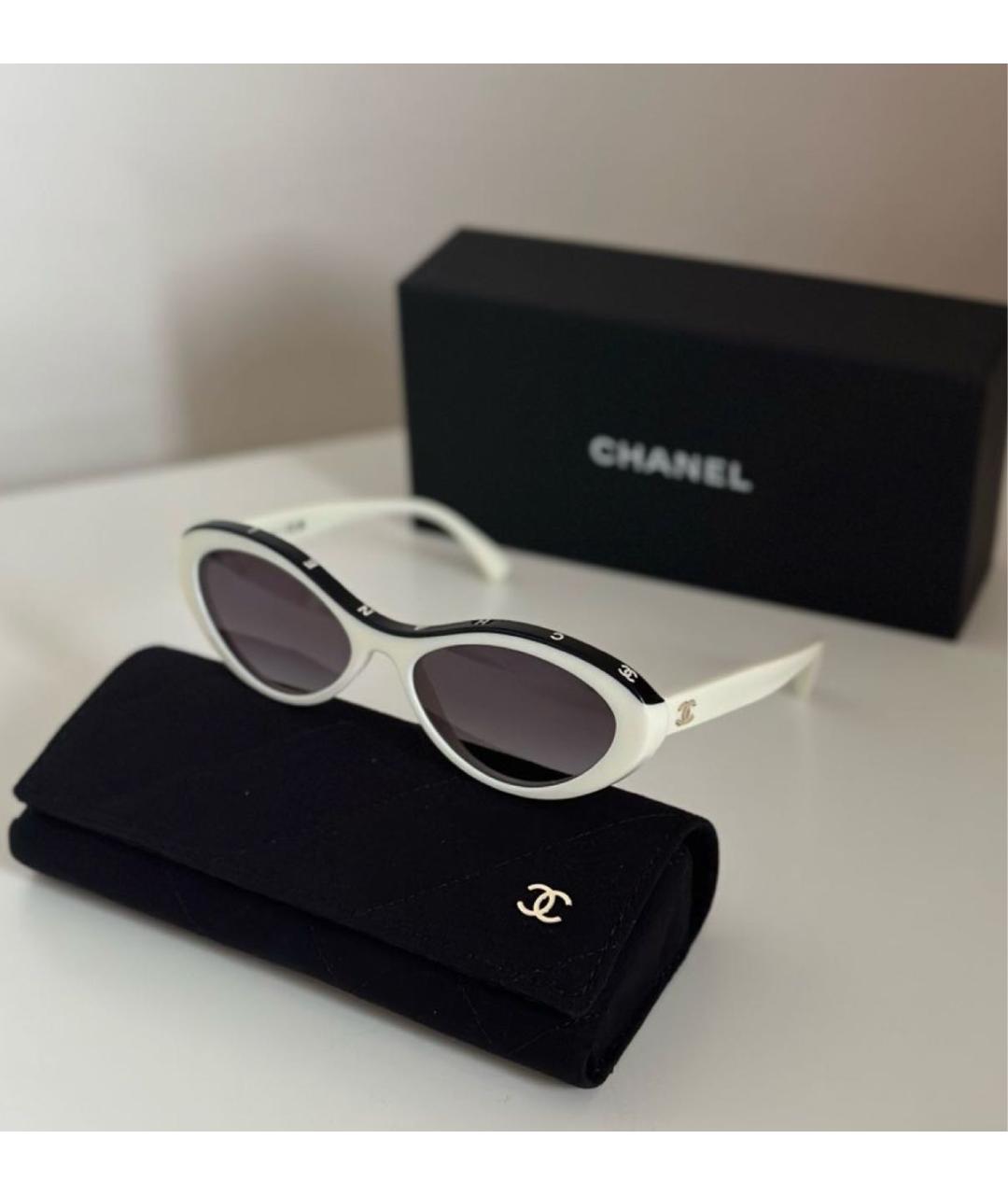 CHANEL Белые пластиковые солнцезащитные очки, фото 4