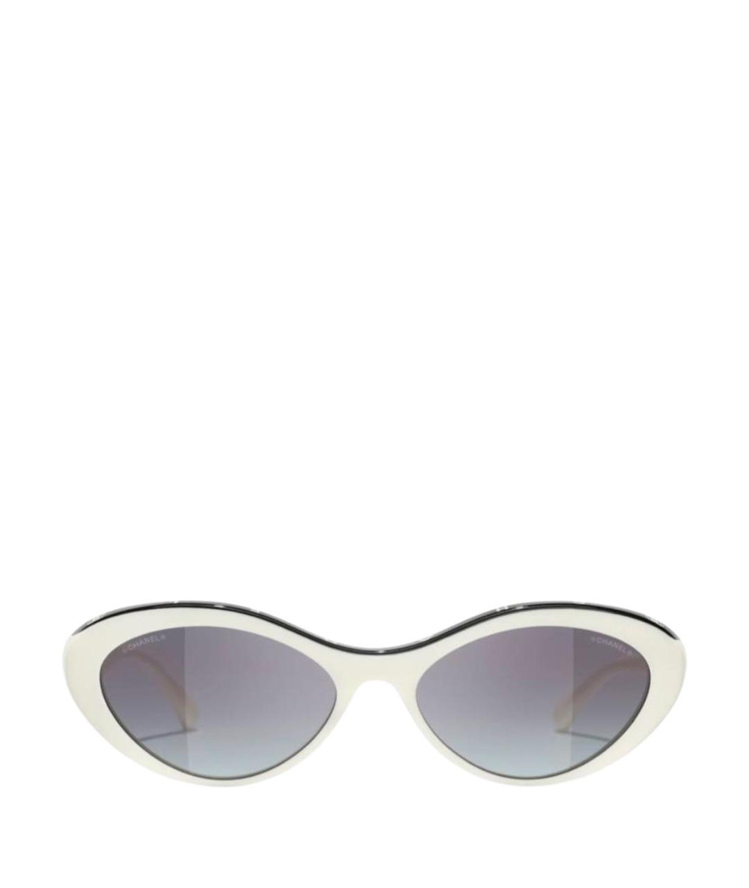 CHANEL Белые пластиковые солнцезащитные очки, фото 1