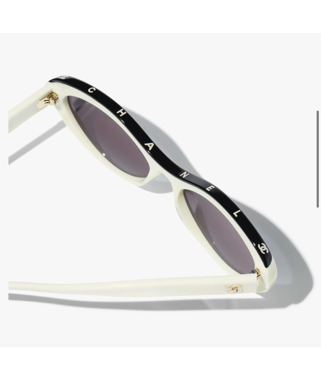 CHANEL Белые пластиковые солнцезащитные очки, фото 3
