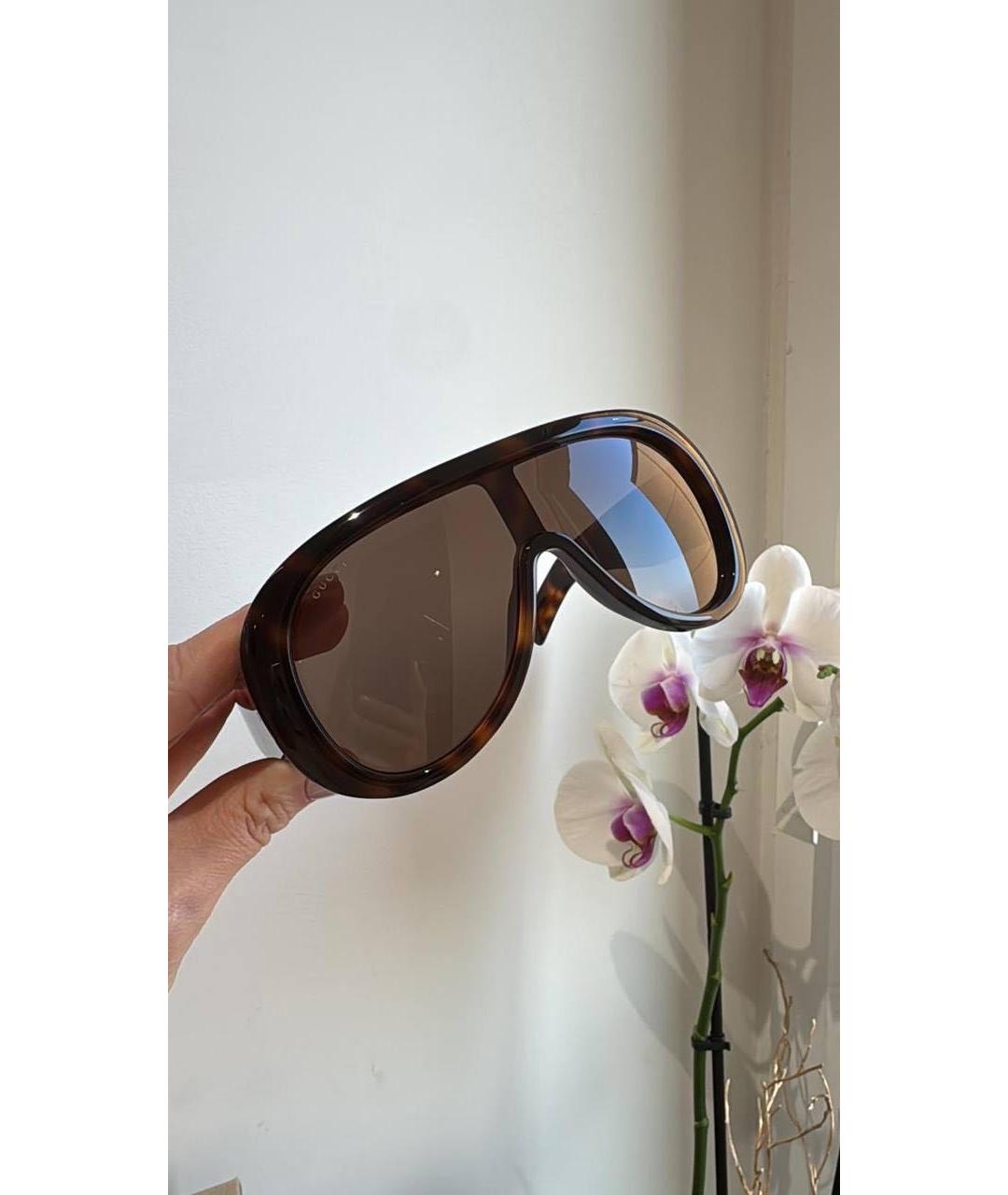 GUCCI Коричневые пластиковые солнцезащитные очки, фото 3