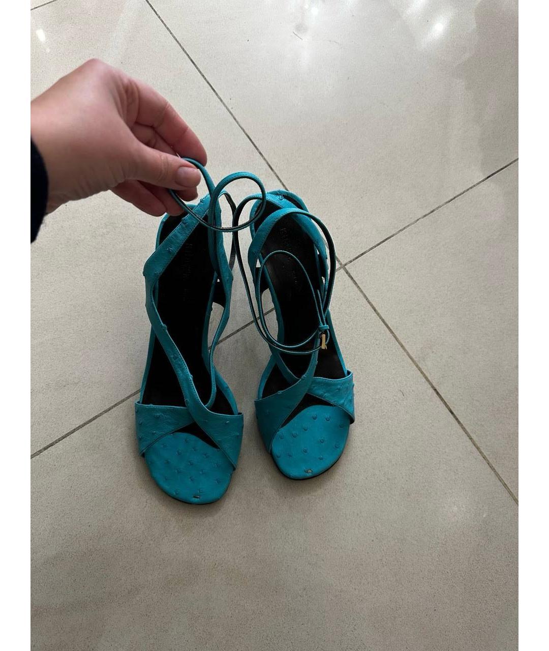 KHAITE Бирюзовые босоножки из экзотической кожи, фото 3