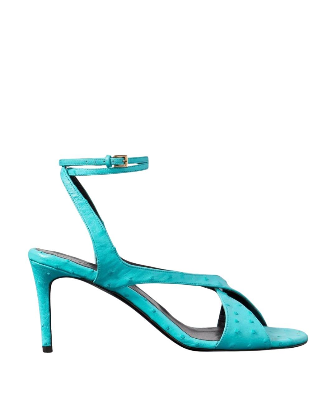 KHAITE Бирюзовые босоножки из экзотической кожи, фото 1