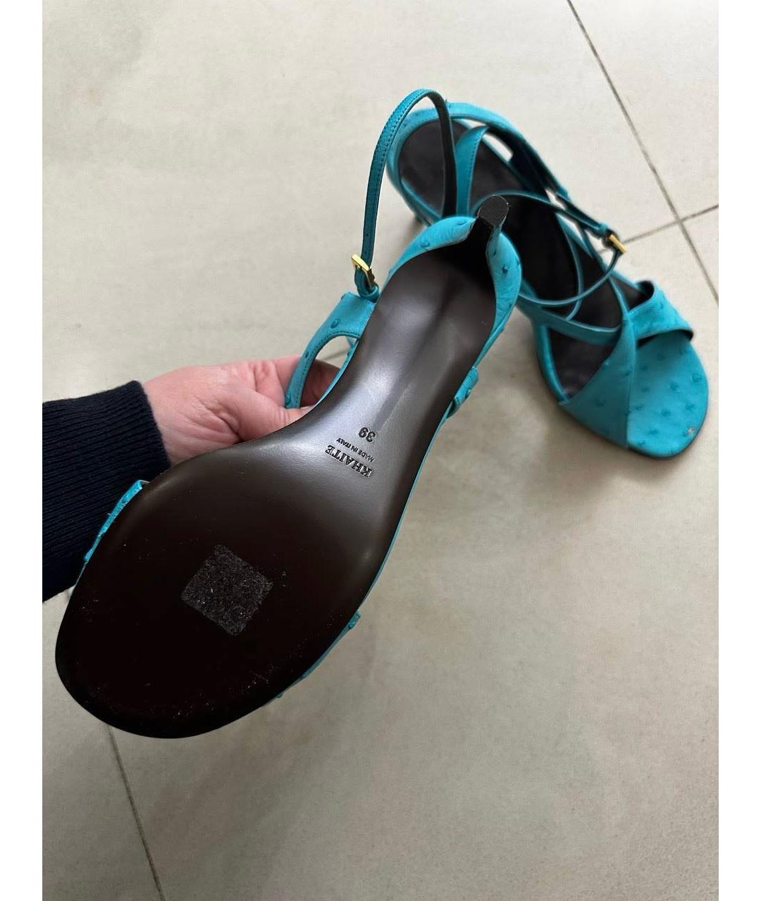 KHAITE Бирюзовые босоножки из экзотической кожи, фото 4