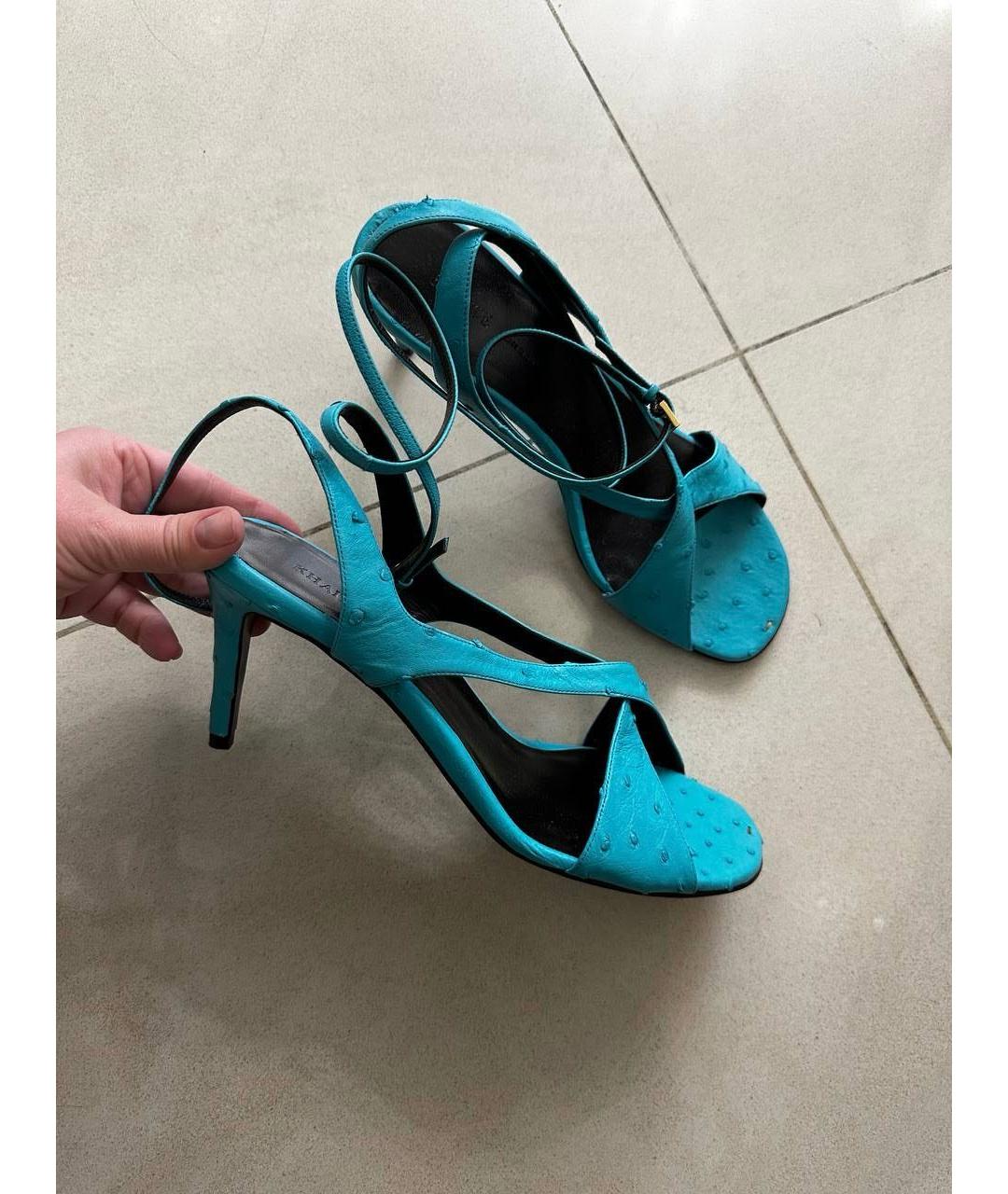 KHAITE Бирюзовые босоножки из экзотической кожи, фото 2
