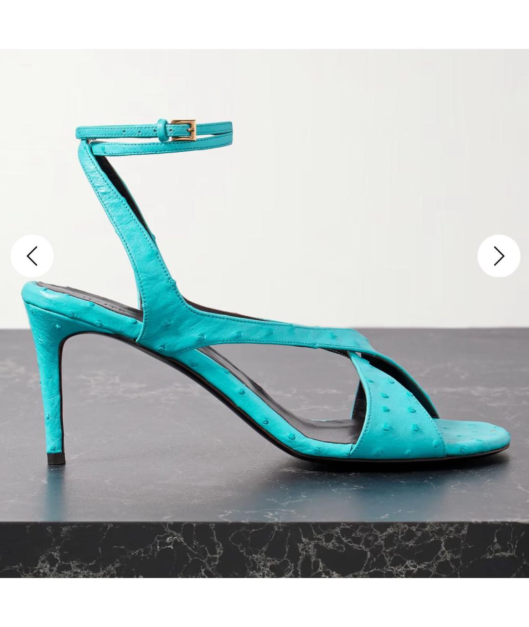 KHAITE Бирюзовые босоножки из экзотической кожи, фото 6