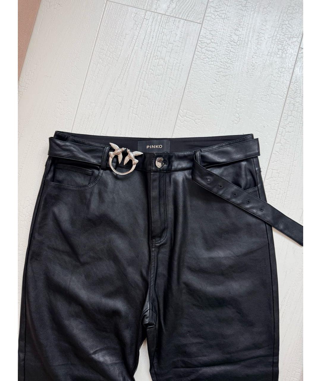PINKO Черные полиэстеровые брюки узкие, фото 3