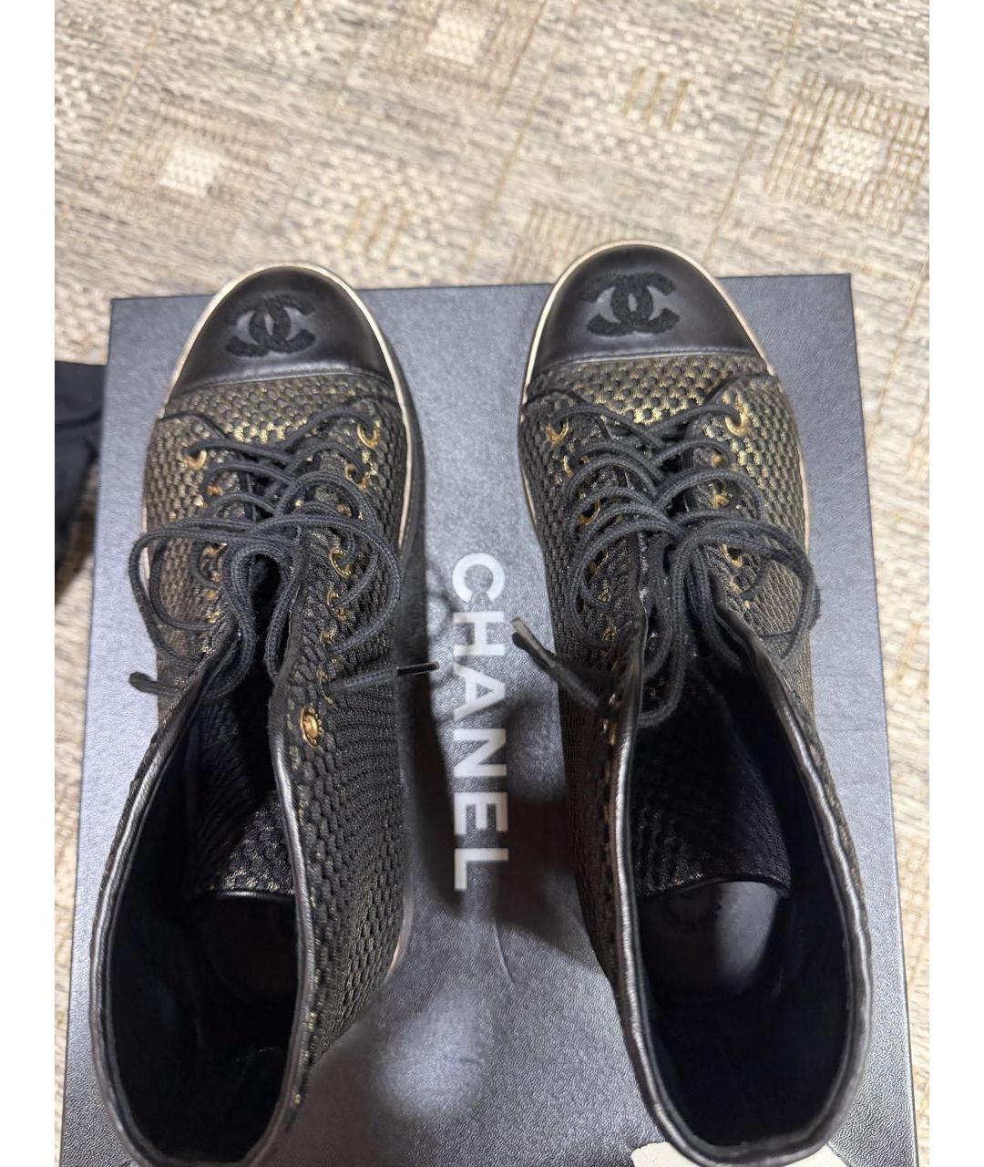 CHANEL Черные текстильные кеды, фото 4