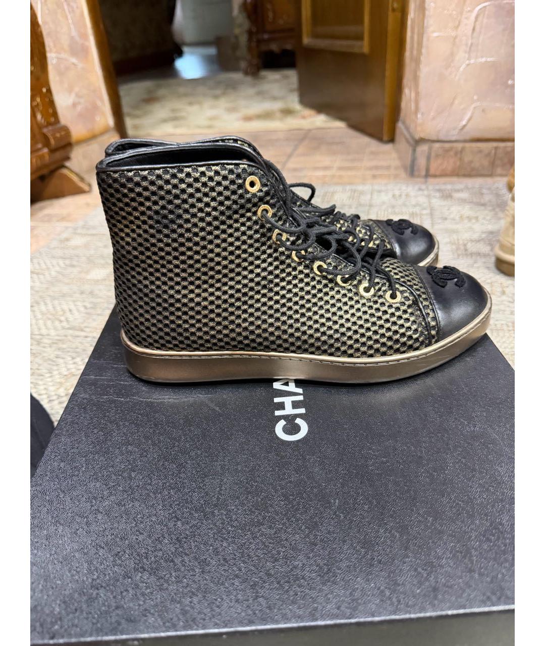 CHANEL Черные текстильные кеды, фото 5