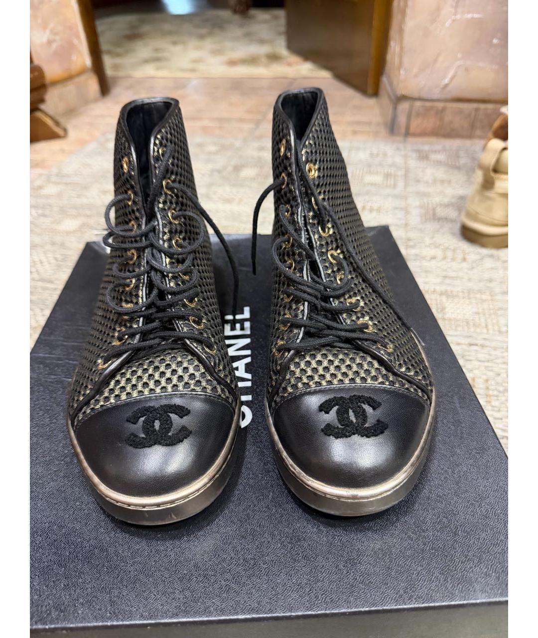 CHANEL Черные текстильные кеды, фото 2