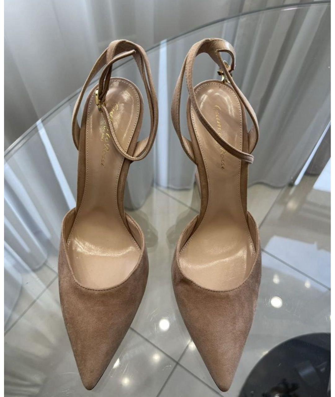 GIANVITO ROSSI Бежевые замшевые туфли, фото 4