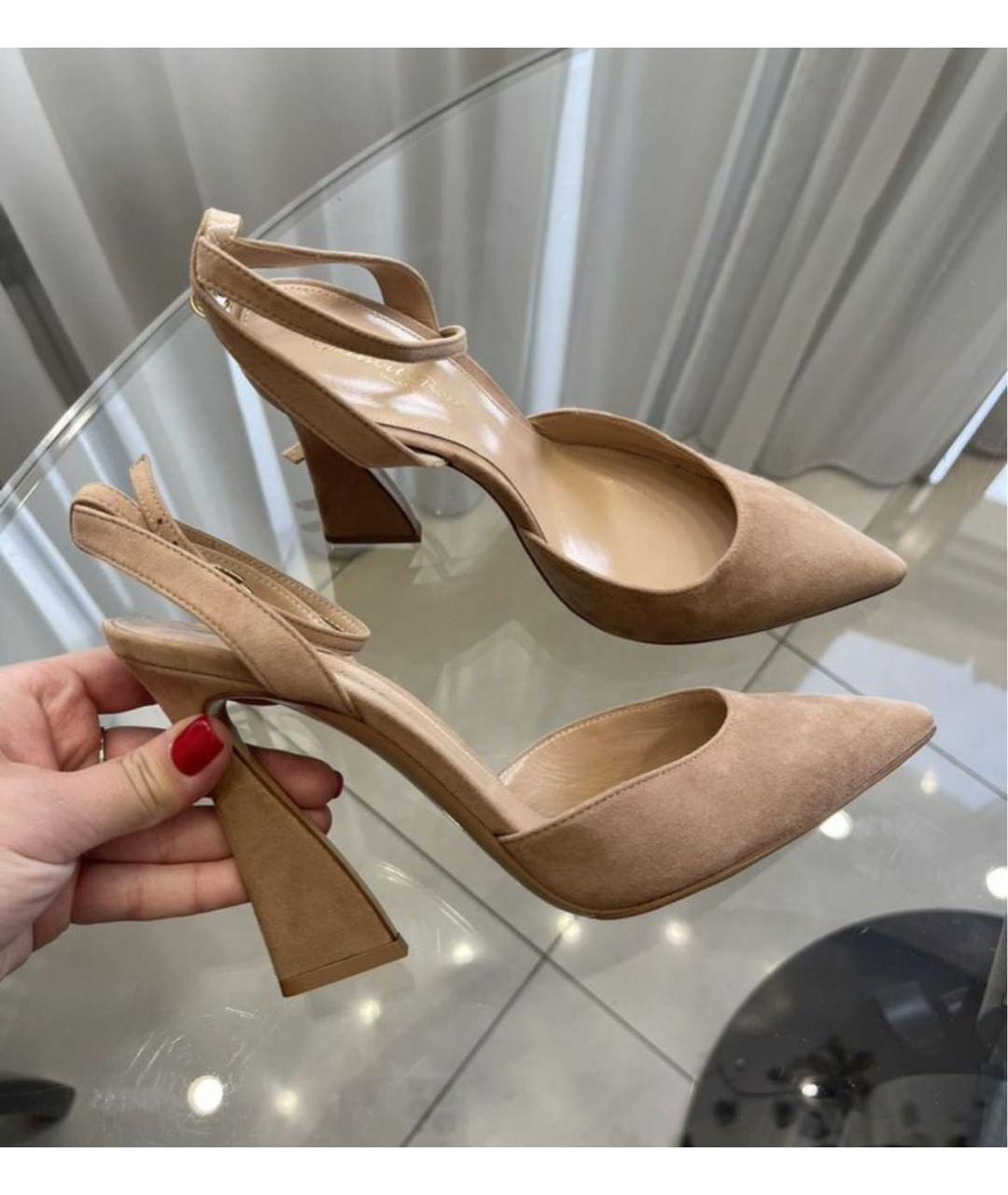 GIANVITO ROSSI Бежевые замшевые туфли, фото 6