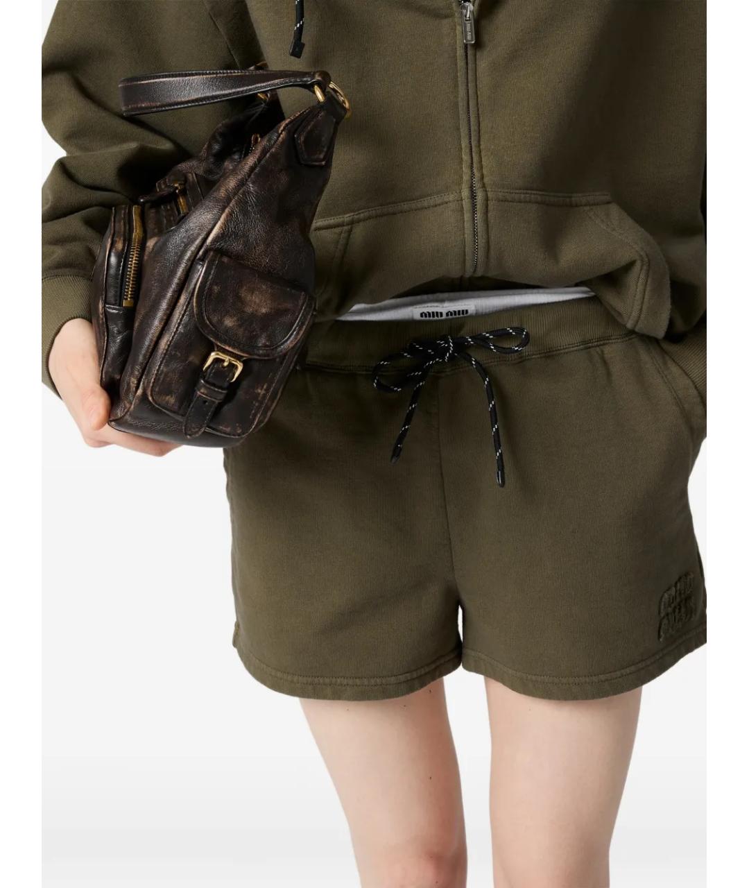MIU MIU Хаки хлопковые шорты, фото 5