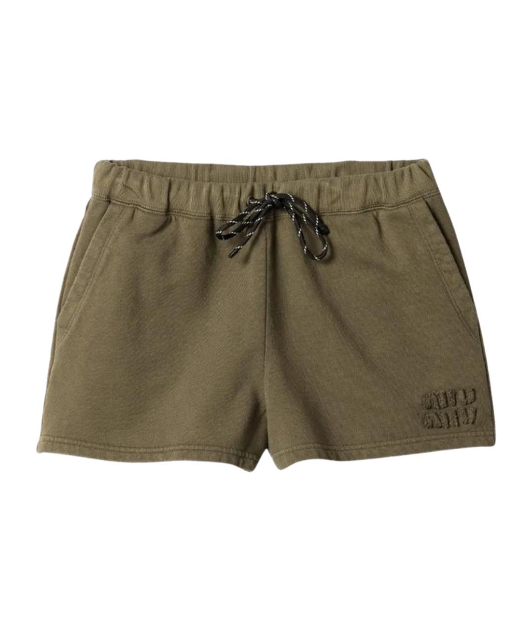 MIU MIU Хаки хлопковые шорты, фото 1