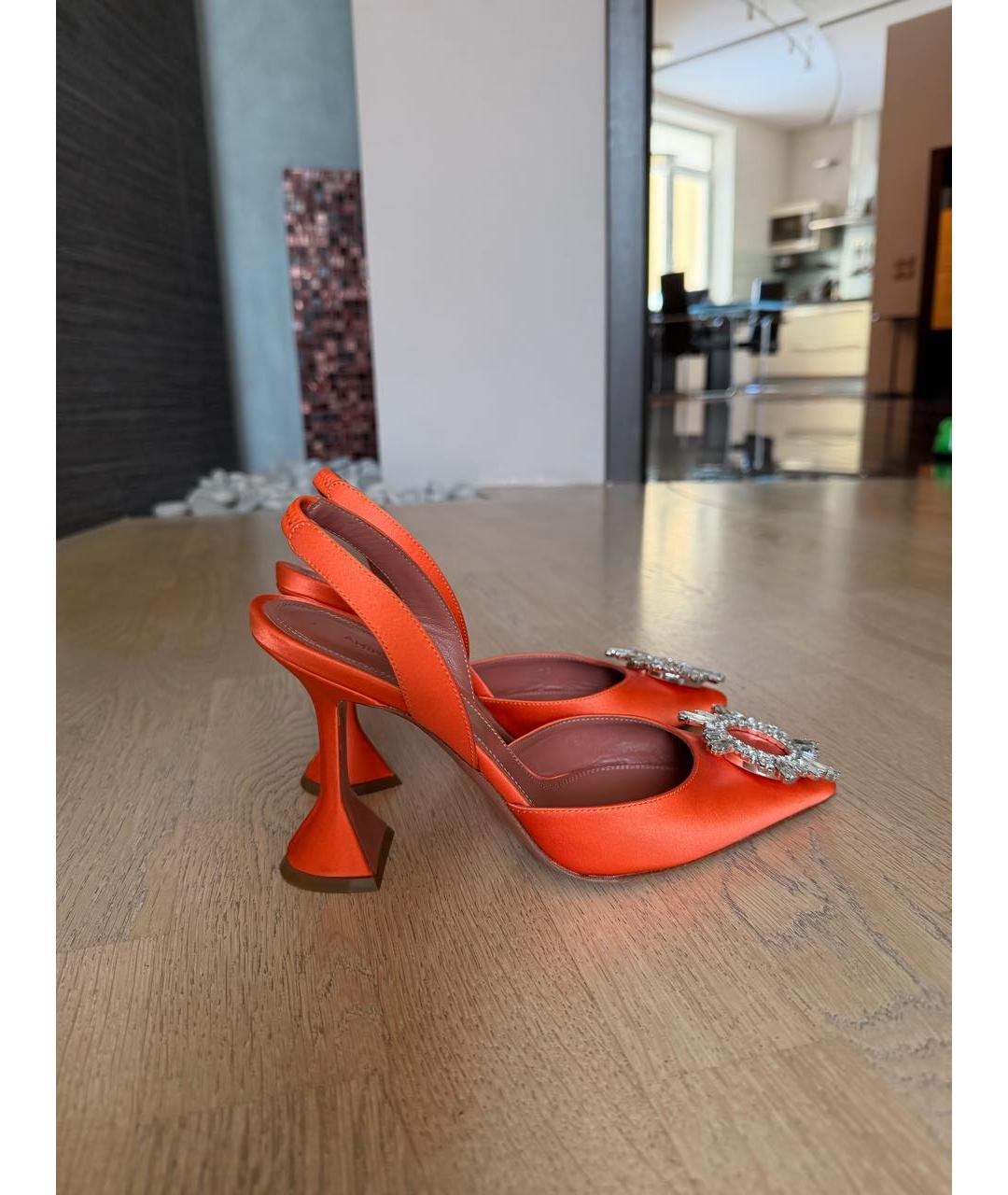 Amina Muaddi Оранжевое текстильные туфли, фото 9