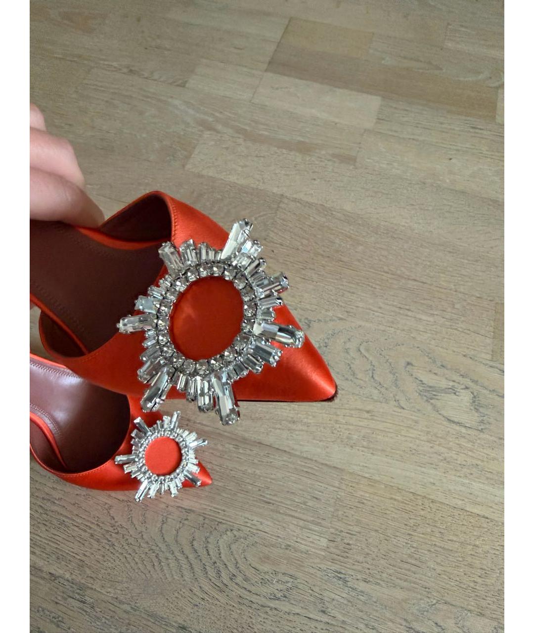 Amina Muaddi Оранжевое текстильные туфли, фото 7