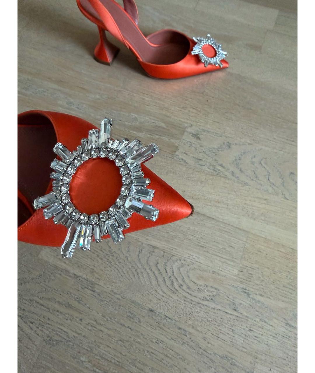 Amina Muaddi Оранжевое текстильные туфли, фото 6