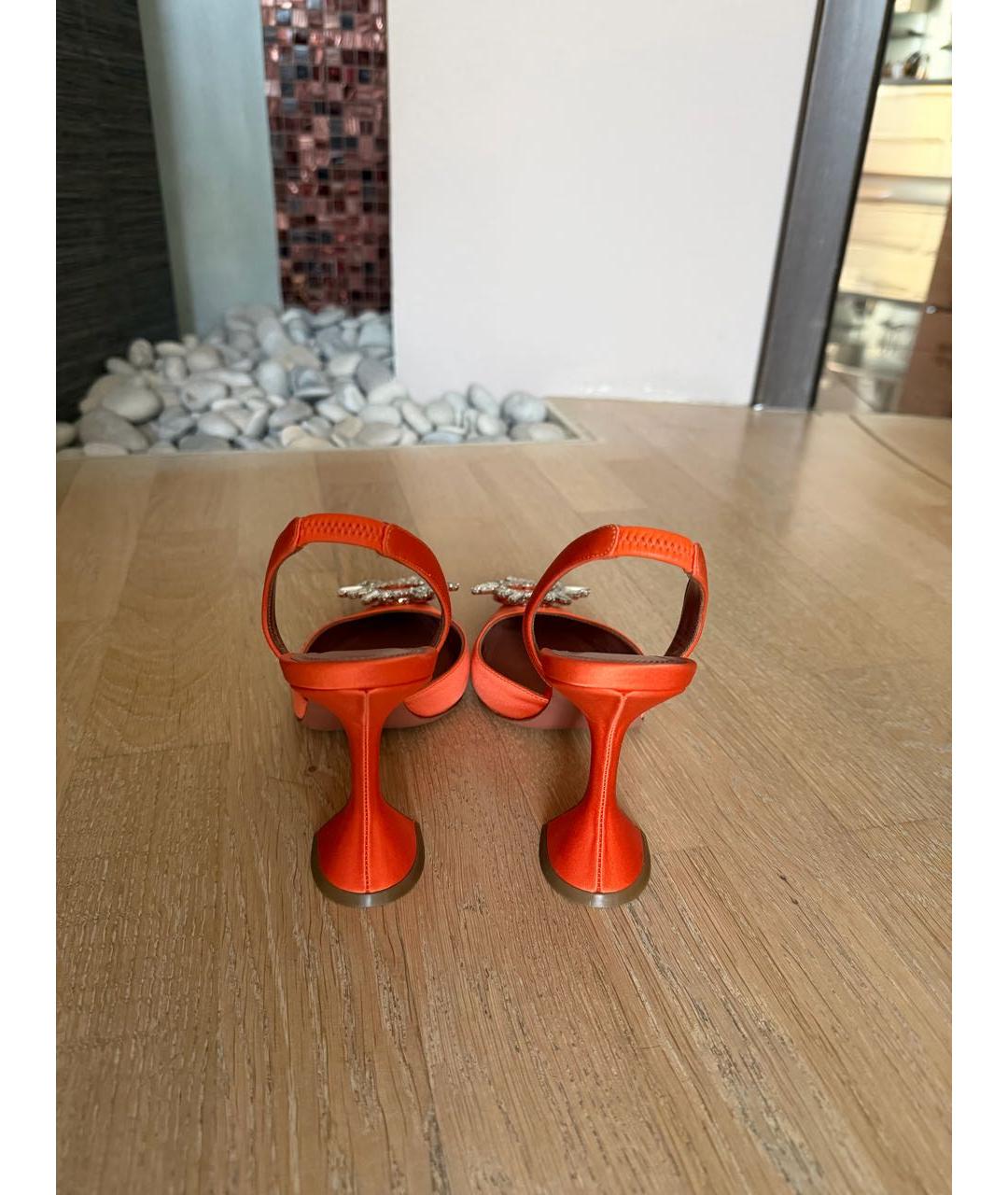 Amina Muaddi Оранжевое текстильные туфли, фото 5