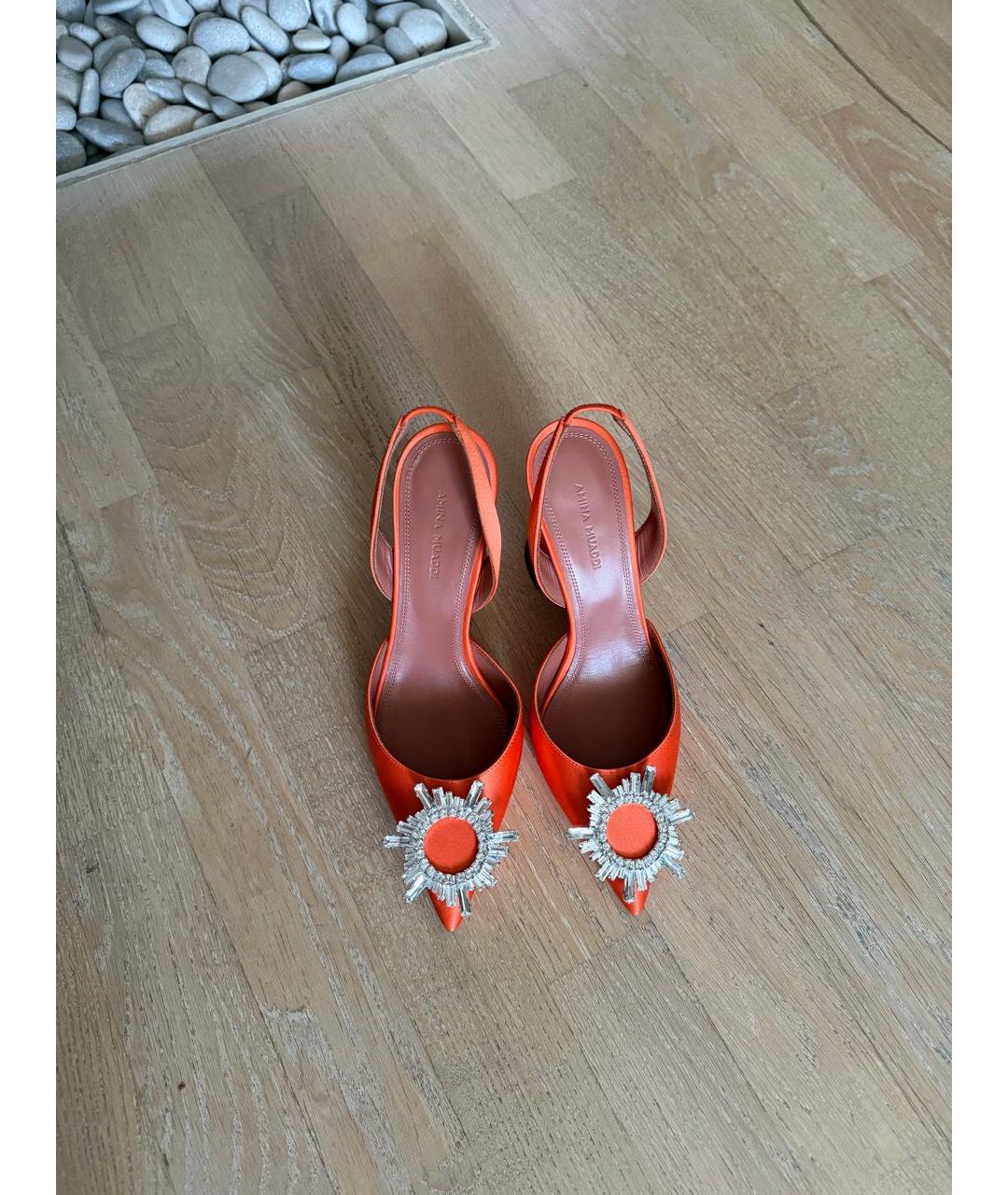 Amina Muaddi Оранжевое текстильные туфли, фото 3
