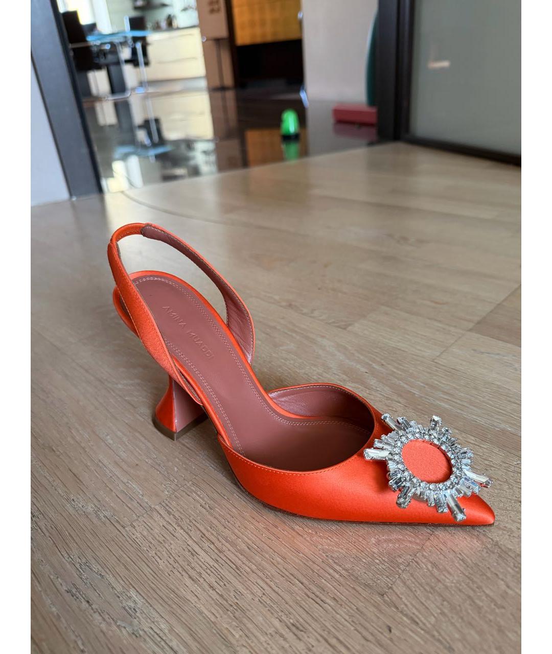 Amina Muaddi Оранжевое текстильные туфли, фото 2